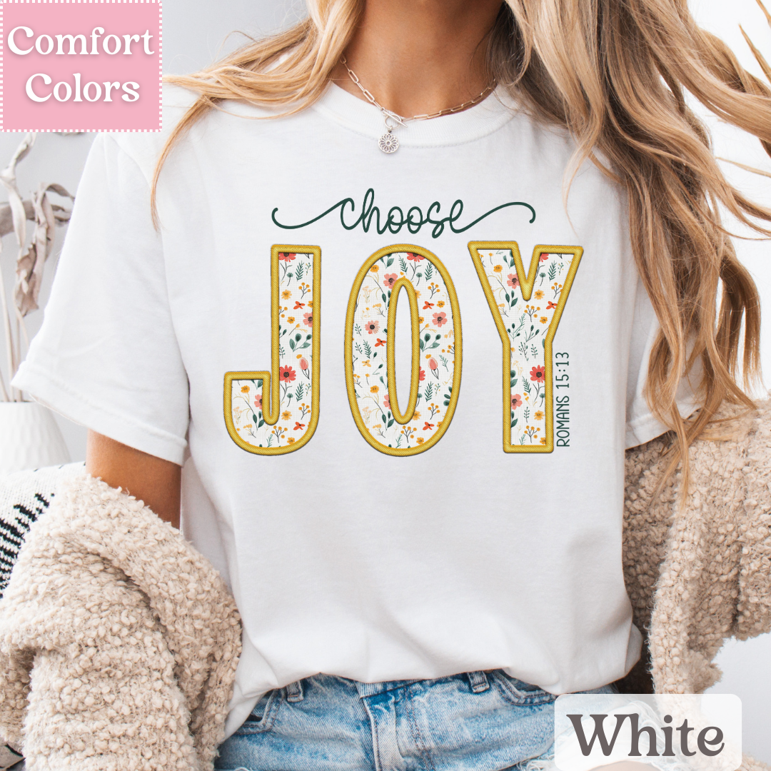 Floral Choose Joy T-Shirt, Positive Tee For Women
