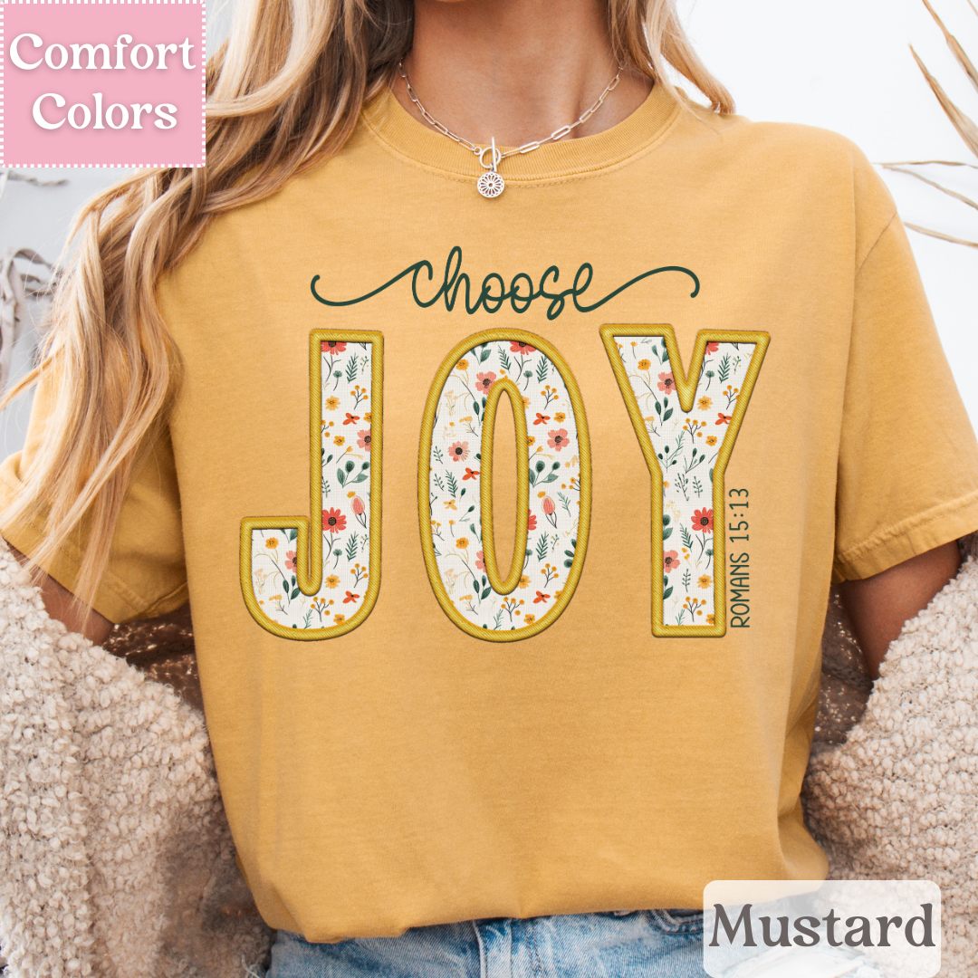 Floral Choose Joy T-Shirt, Positive Tee For Women