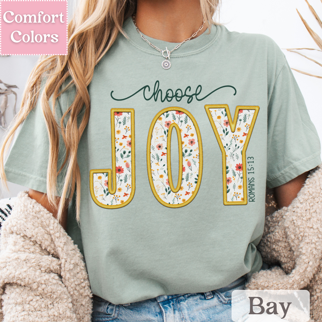 Floral Choose Joy T-Shirt, Positive Tee For Women