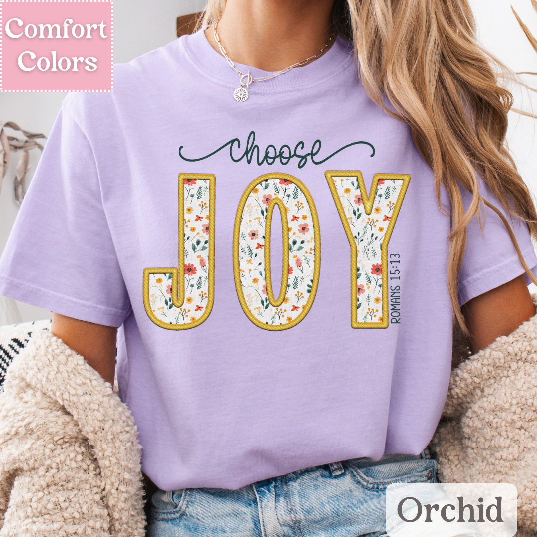 Floral Choose Joy T-Shirt, Positive Tee For Women