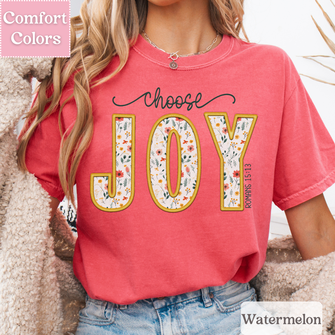 Floral Choose Joy T-Shirt, Positive Tee For Women