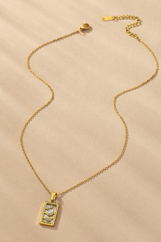 water proof TARROT CARD NATURAL STONE NECKLACE