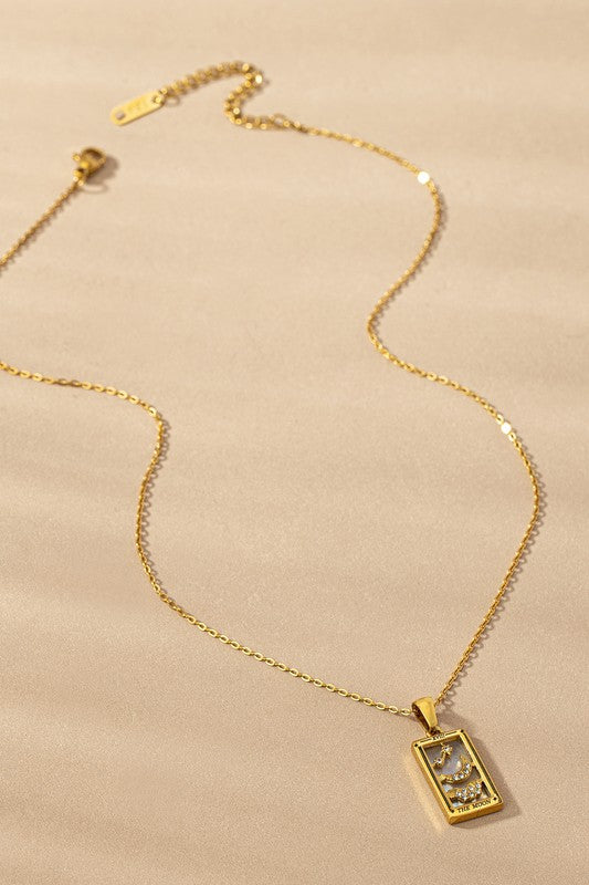 water proof TARROT CARD NATURAL STONE NECKLACE