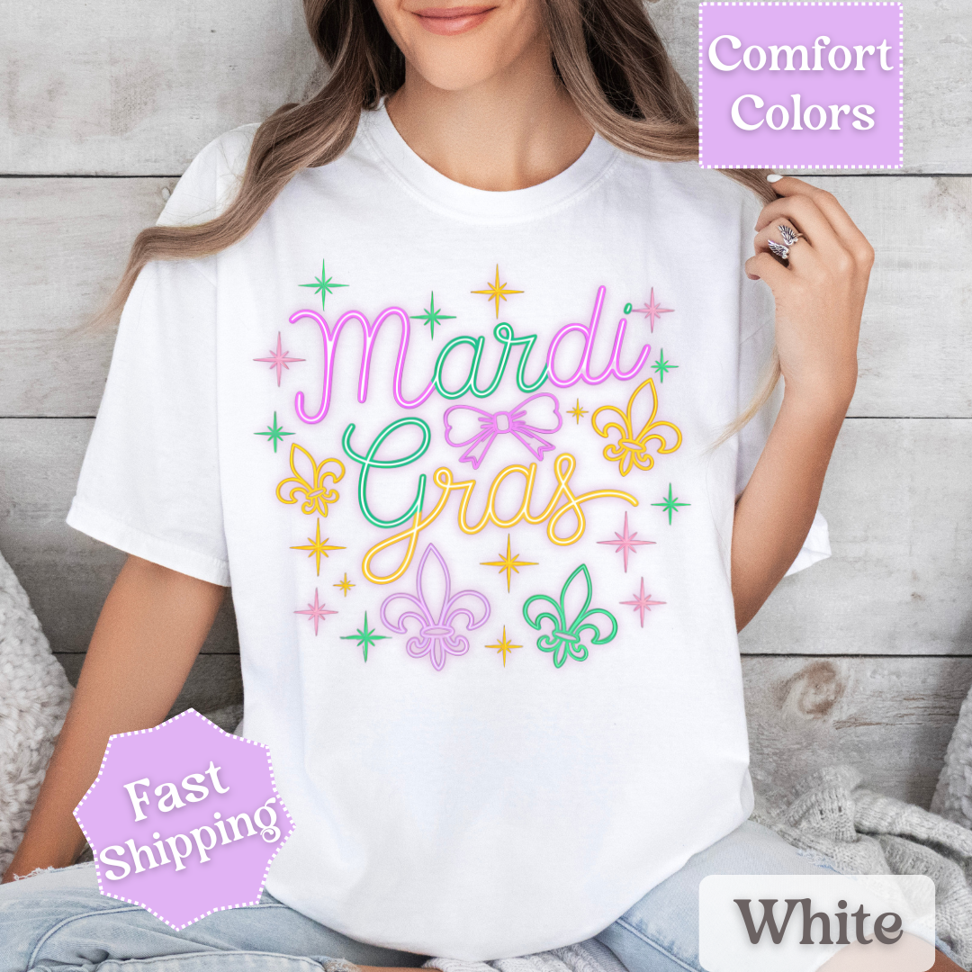 Mardi Gras T-Shirt, Fleur De Lis Tee, Fat Tuesday Women&