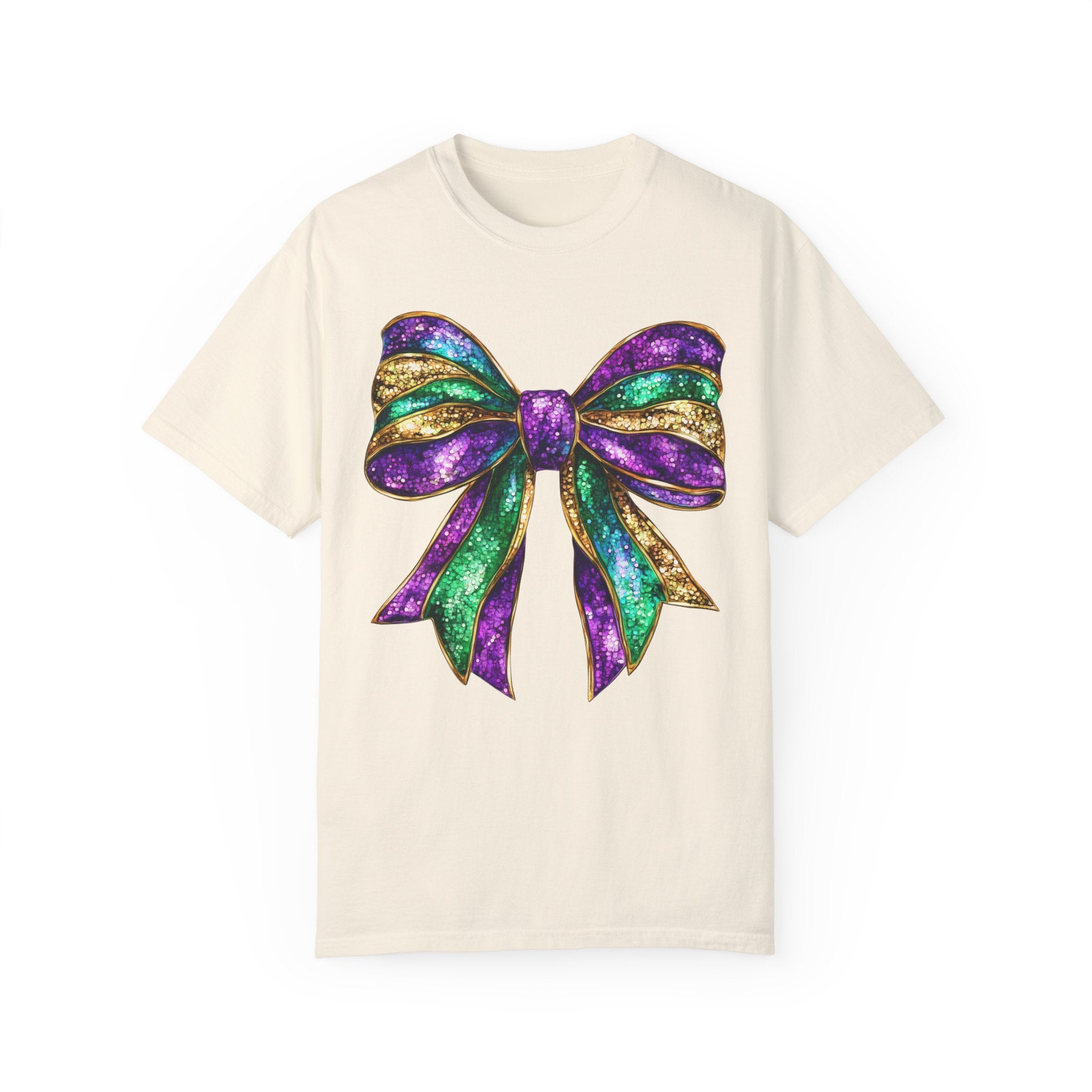 Sparkly Mardi Gras T-Shirt, Coquette Bow Mardi Gras Tee, Fat Tuesday Women&