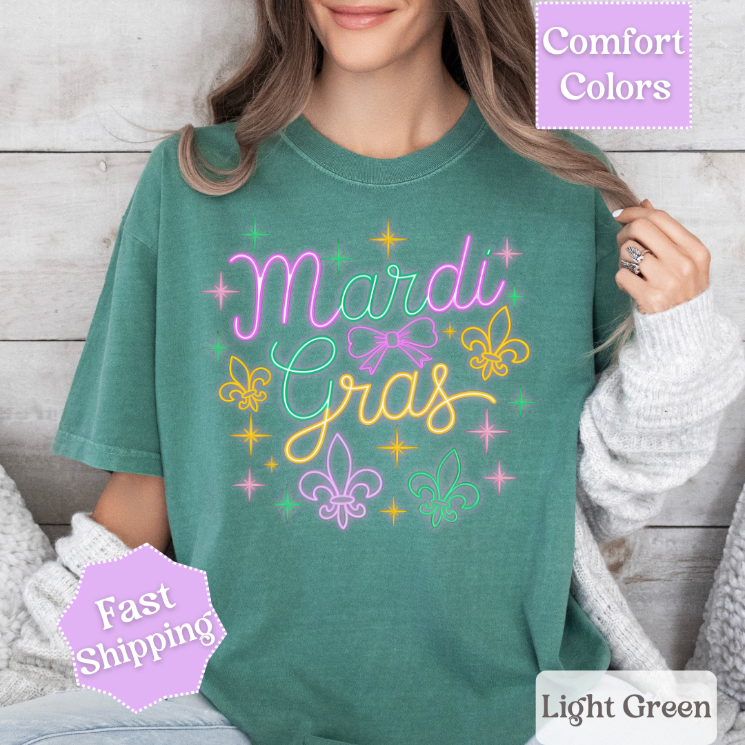 Mardi Gras T-Shirt, Fleur De Lis Tee, Fat Tuesday Women&