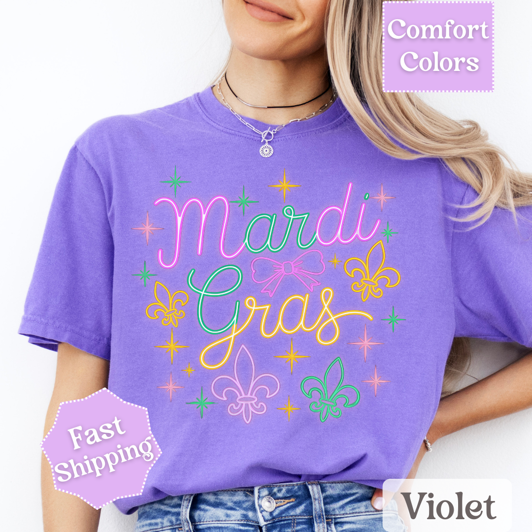 Mardi Gras T-Shirt, Fleur De Lis Tee, Fat Tuesday Women&