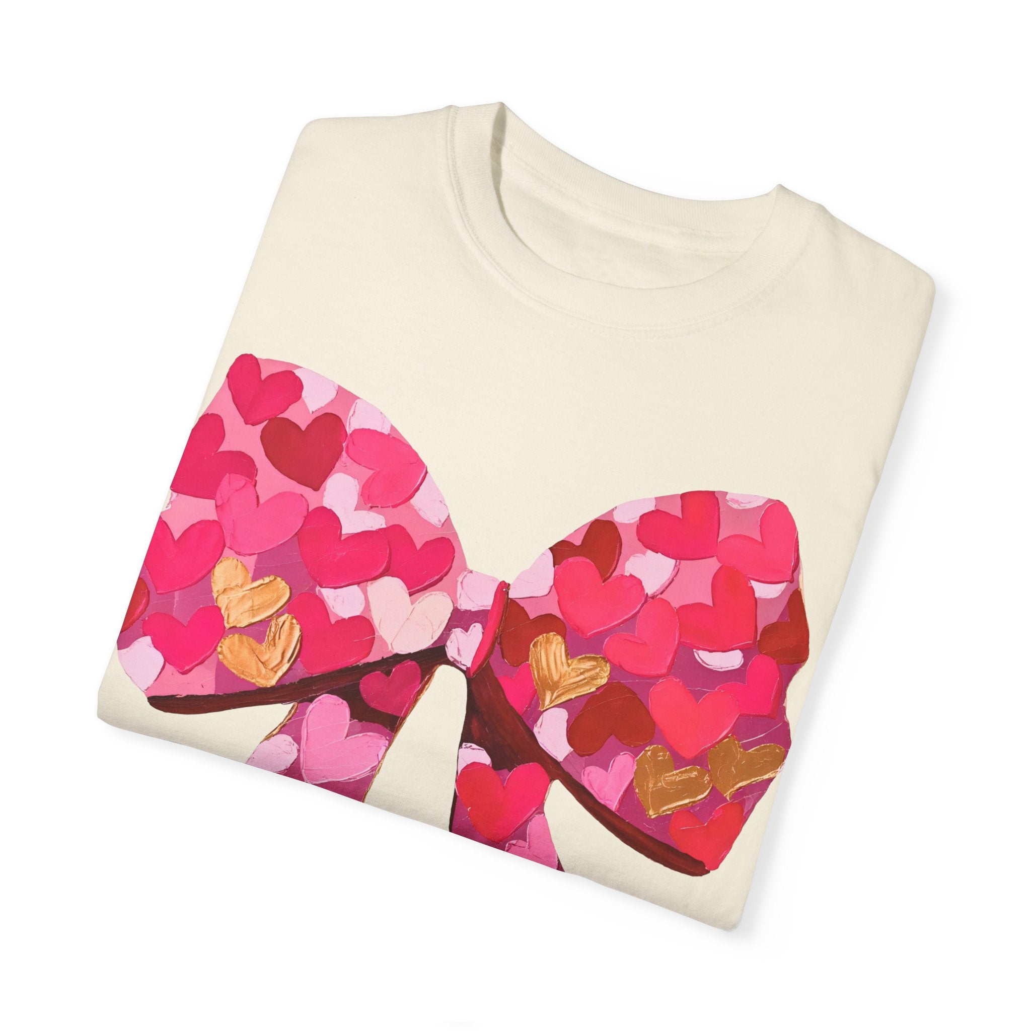 Heart Brush Stroke Coquette Bow T-shirt, Valentine&