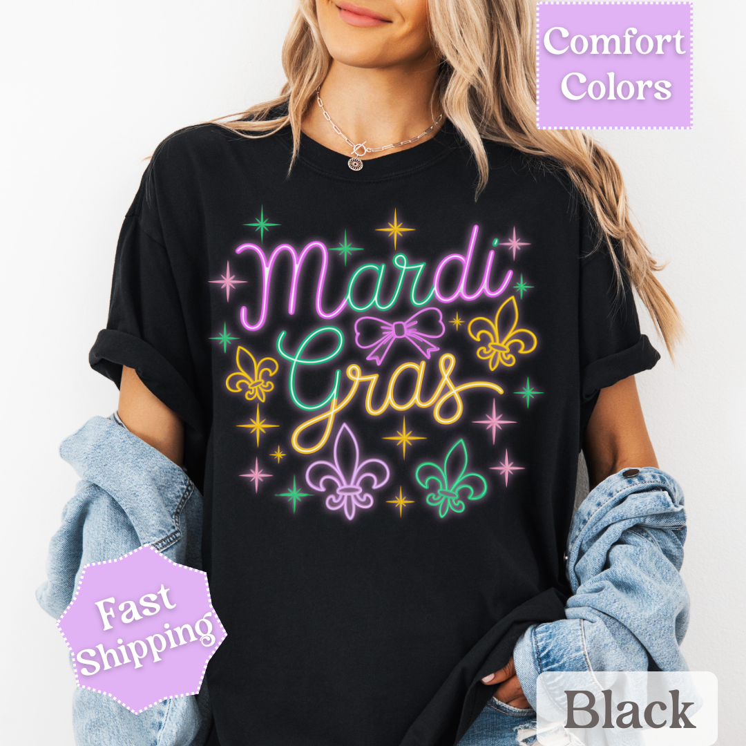 Mardi Gras T-Shirt, Fleur De Lis Tee, Fat Tuesday Women&