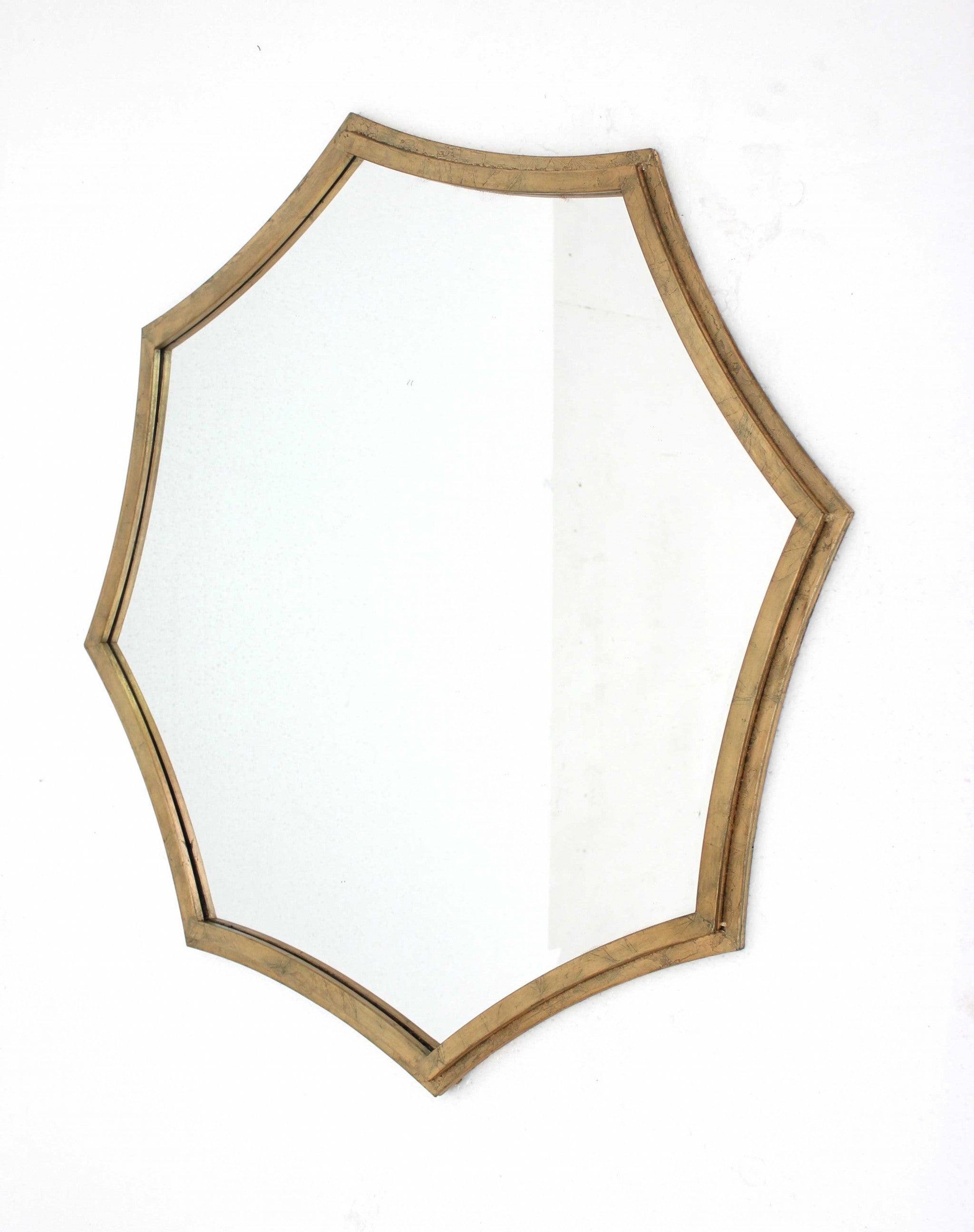 33 x 33 x 1 Gold Curved Hexagon Frame Cosmetic Mirror-0