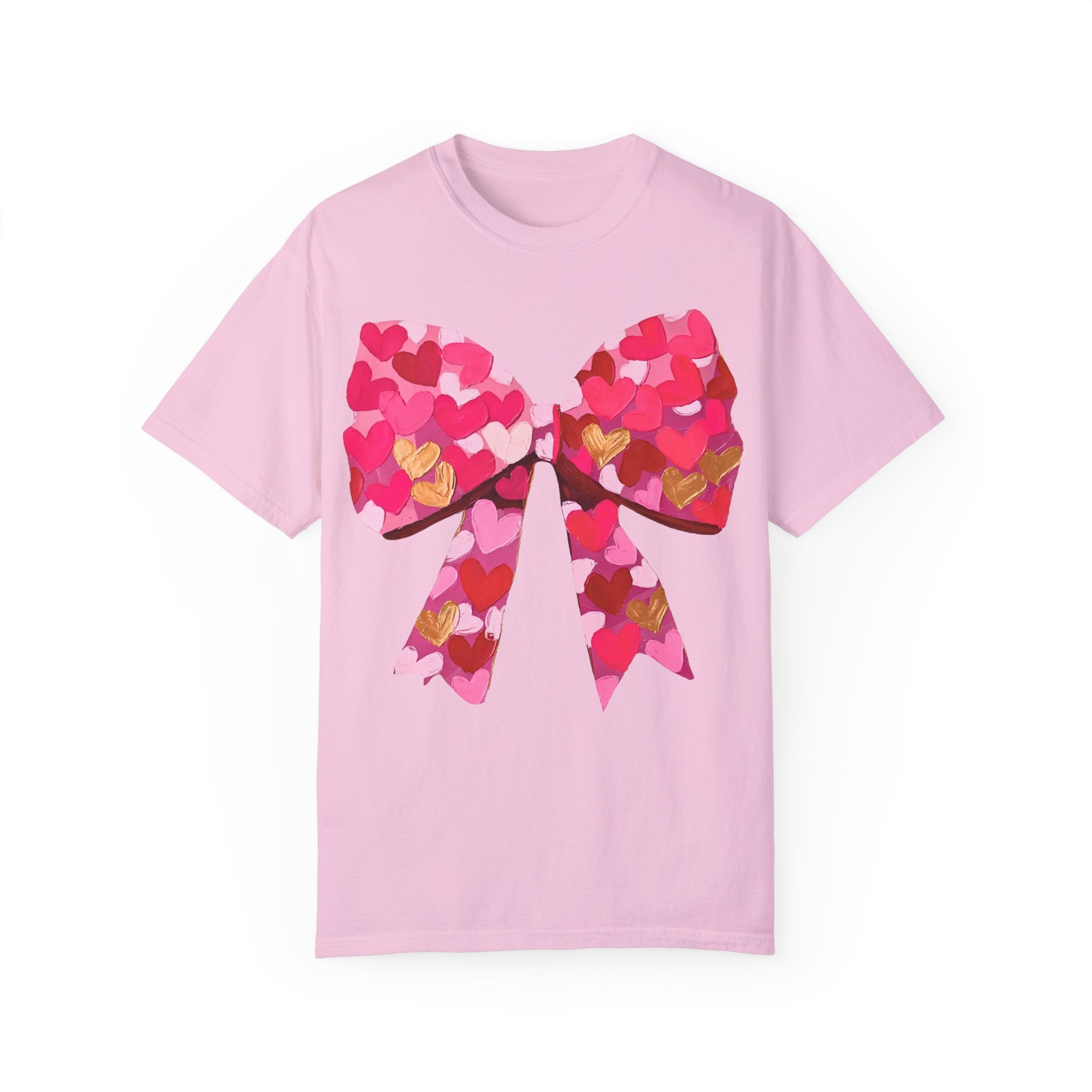Heart Brush Stroke Coquette Bow T-shirt, Valentine&