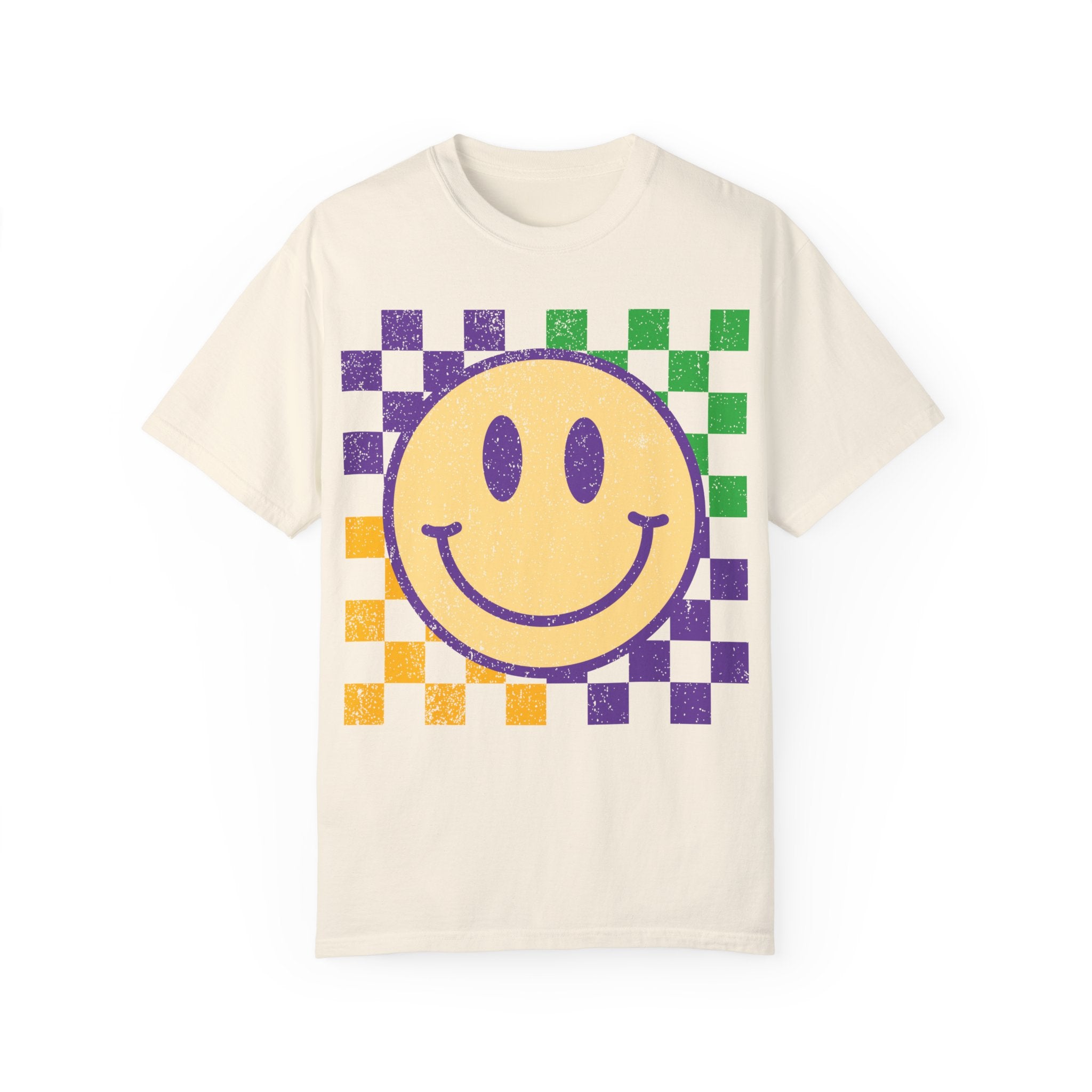 Retro Smile T-Shirt for Mardi Gras, Smiley Face Tee, Fat Tuesday Women&