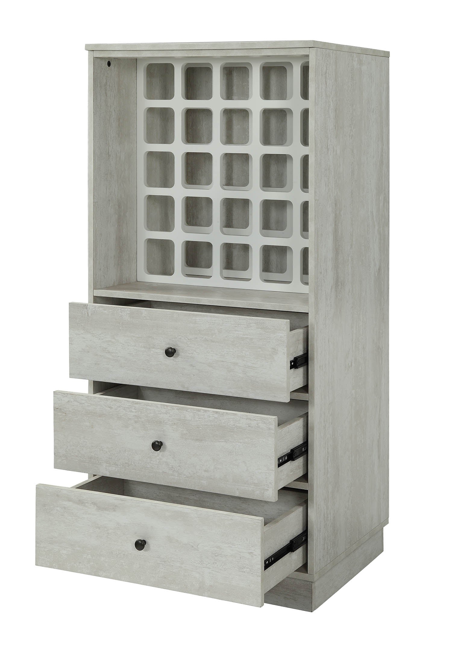 24" X 20" X 52" Wine Cabinet In Antique White - Mdf-3