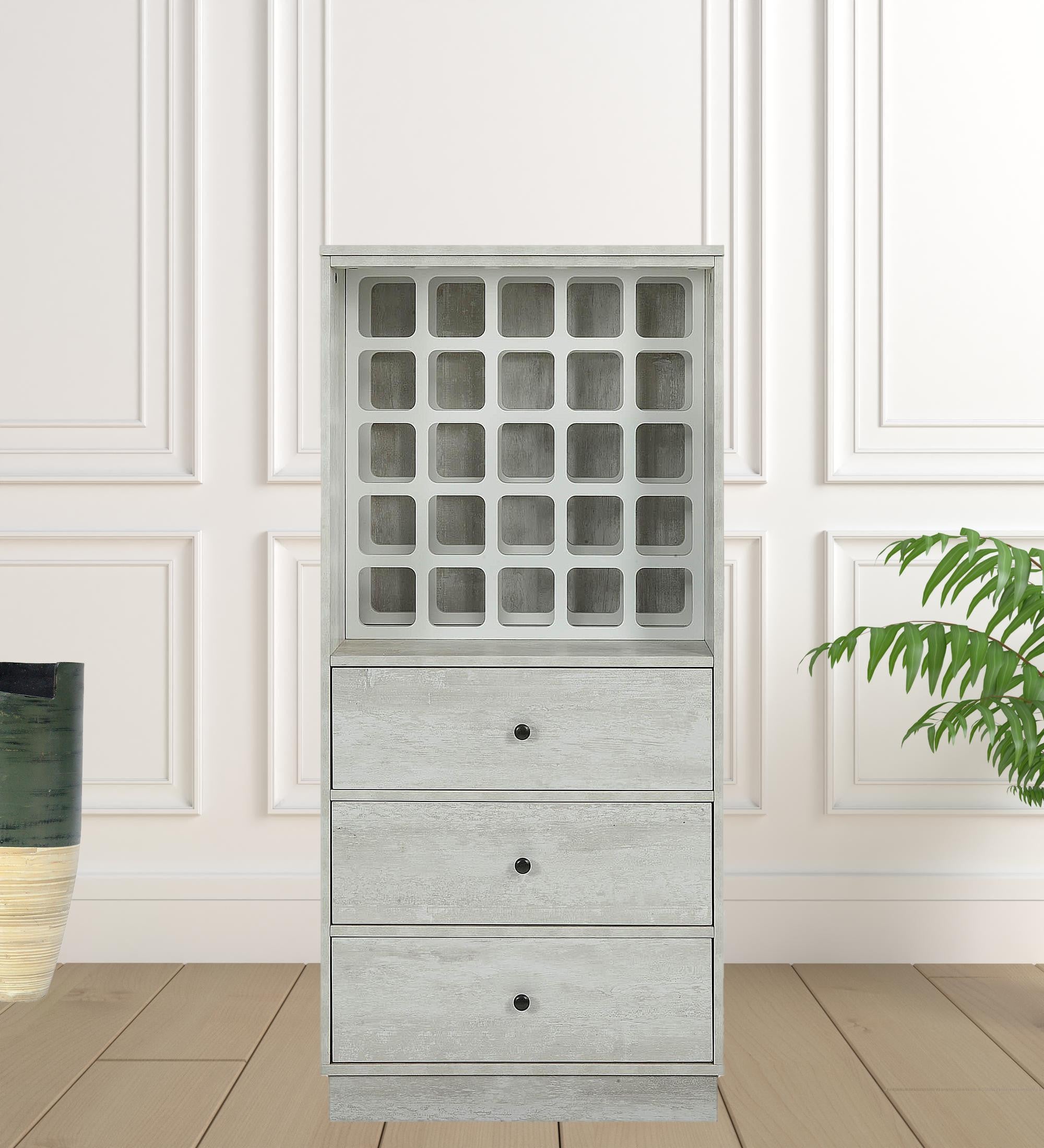 24" X 20" X 52" Wine Cabinet In Antique White - Mdf-5