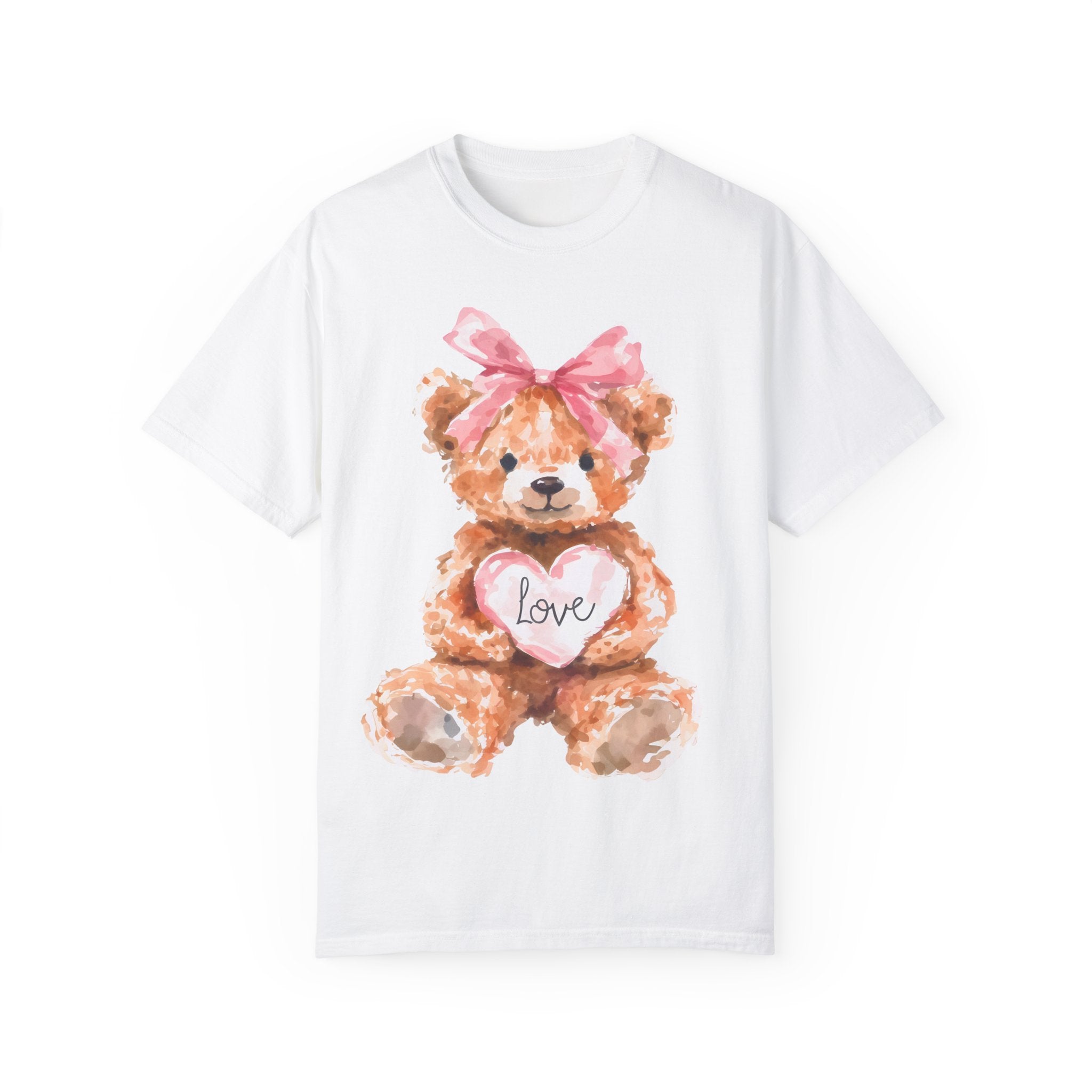 Adorable Teddy Bear T-Shirt with Coquette bow, Valentine&