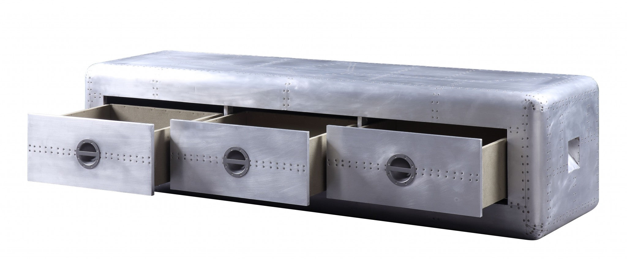 20" Silver Aluminum Cabinet Enclosed storage TV Stand-2