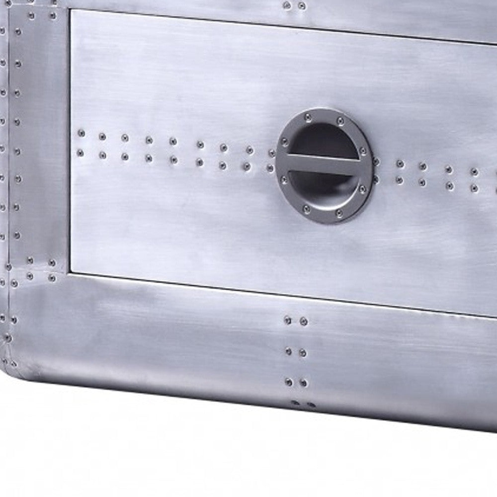 20" Silver Aluminum Cabinet Enclosed storage TV Stand-4