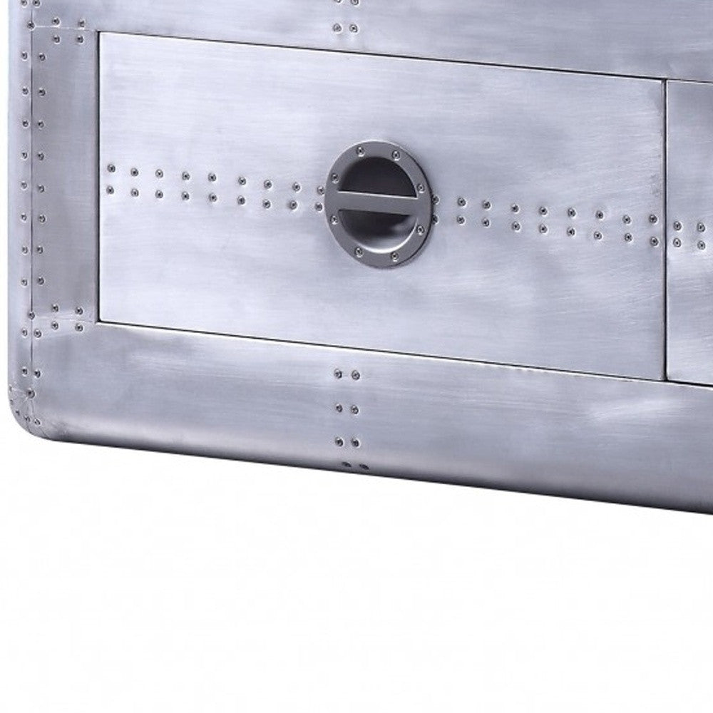 20" Silver Aluminum Cabinet Enclosed storage TV Stand-5