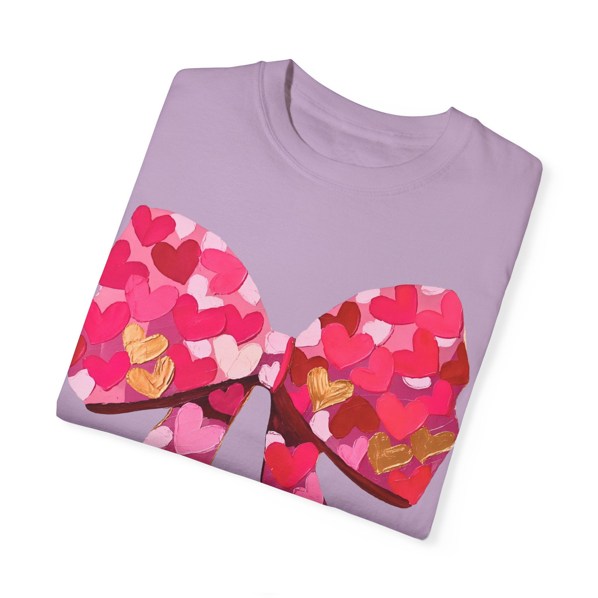 Heart Brush Stroke Coquette Bow T-shirt, Valentine&