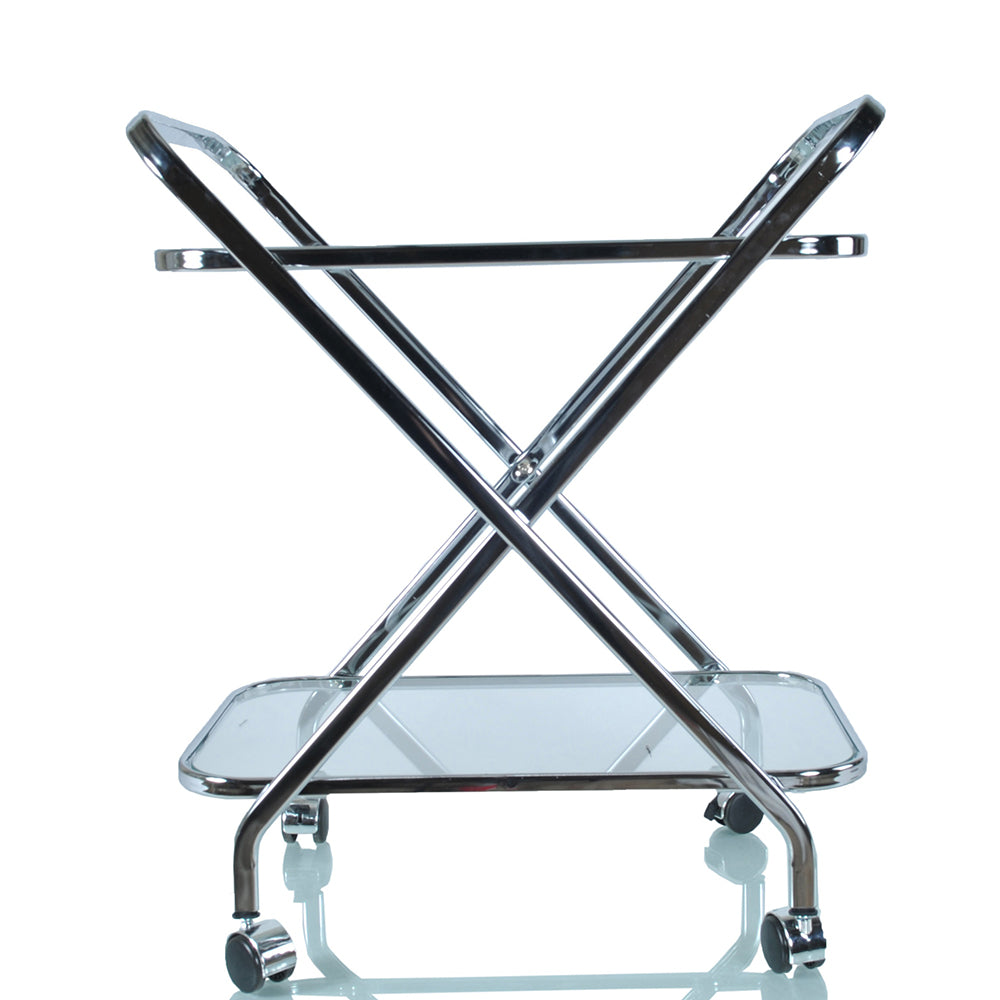 16.5" x 26.25" x 30.5" Chrome XShape Bar Cart-1
