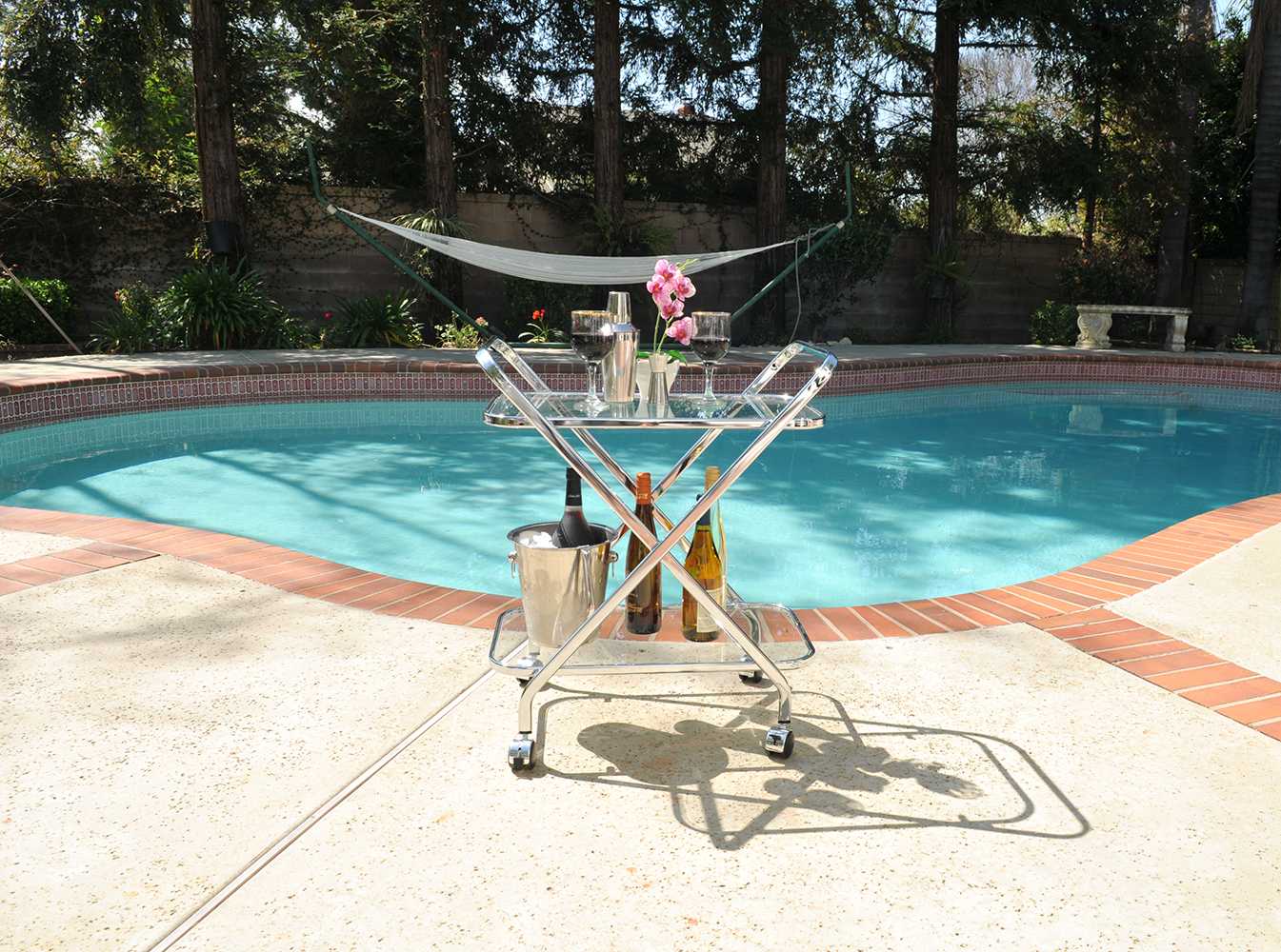 16.5" x 26.25" x 30.5" Chrome XShape Bar Cart-4