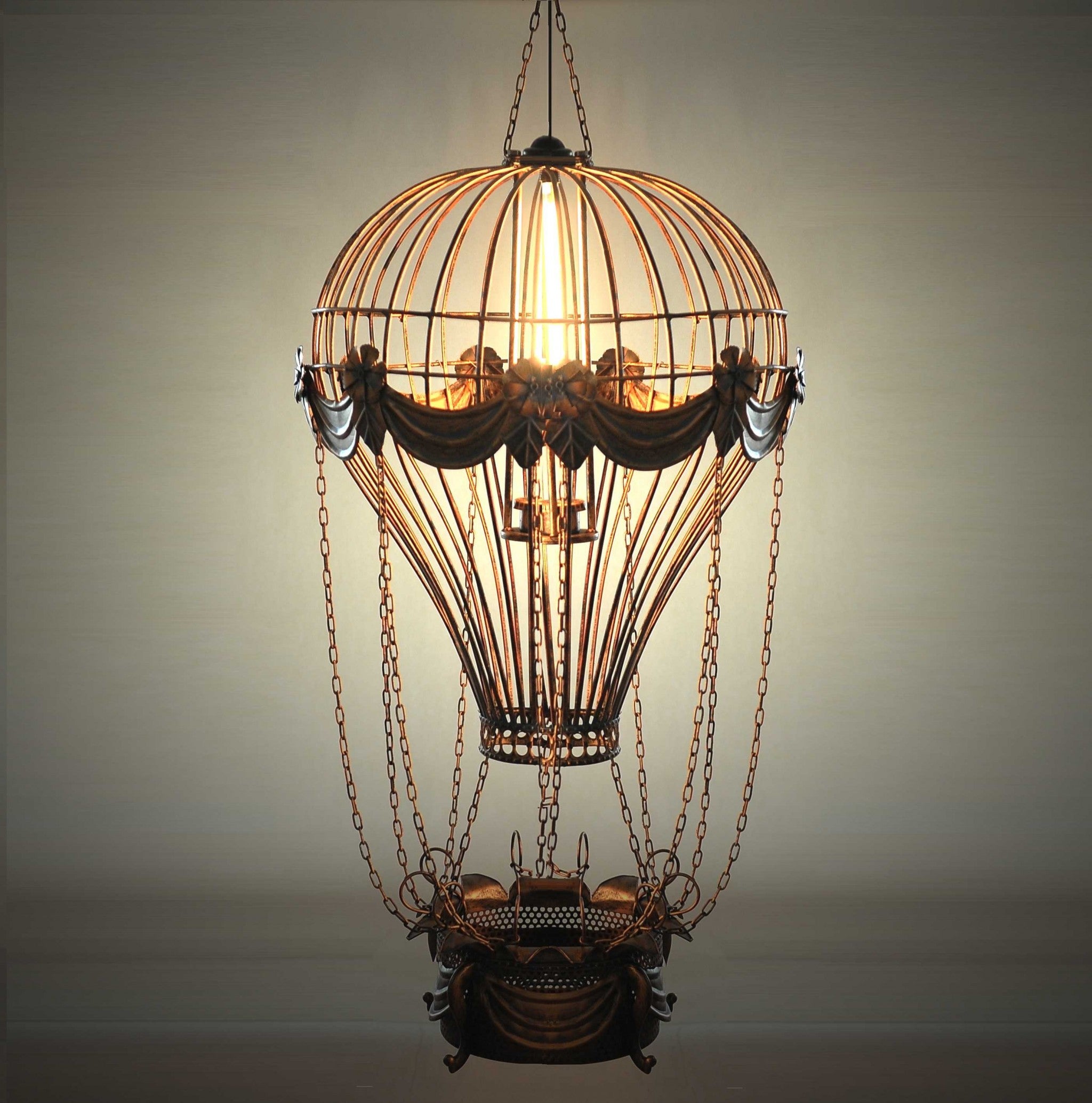 23" x 23" x 41" Vintage Hot Air Balloon Pendant-3