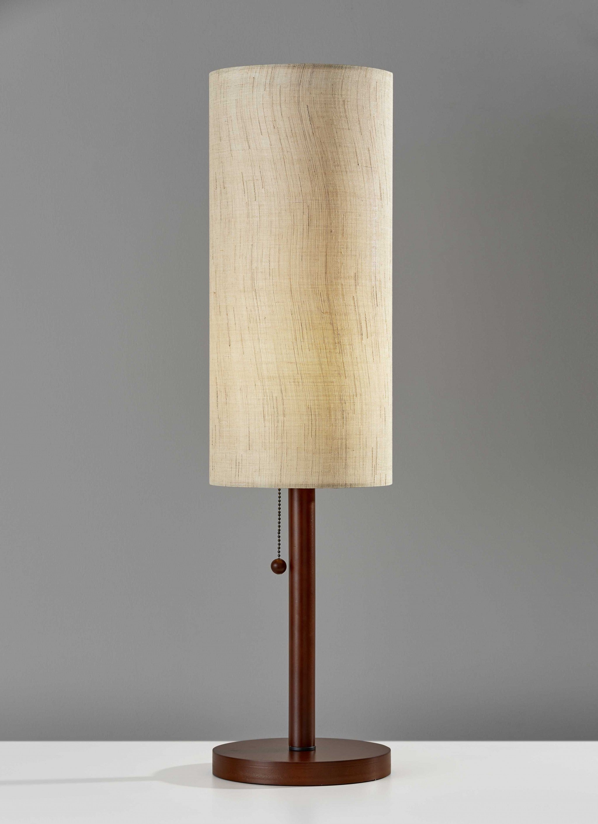 31" Walnut Solid Wood Standard Table Lamp With Beige Shade-0