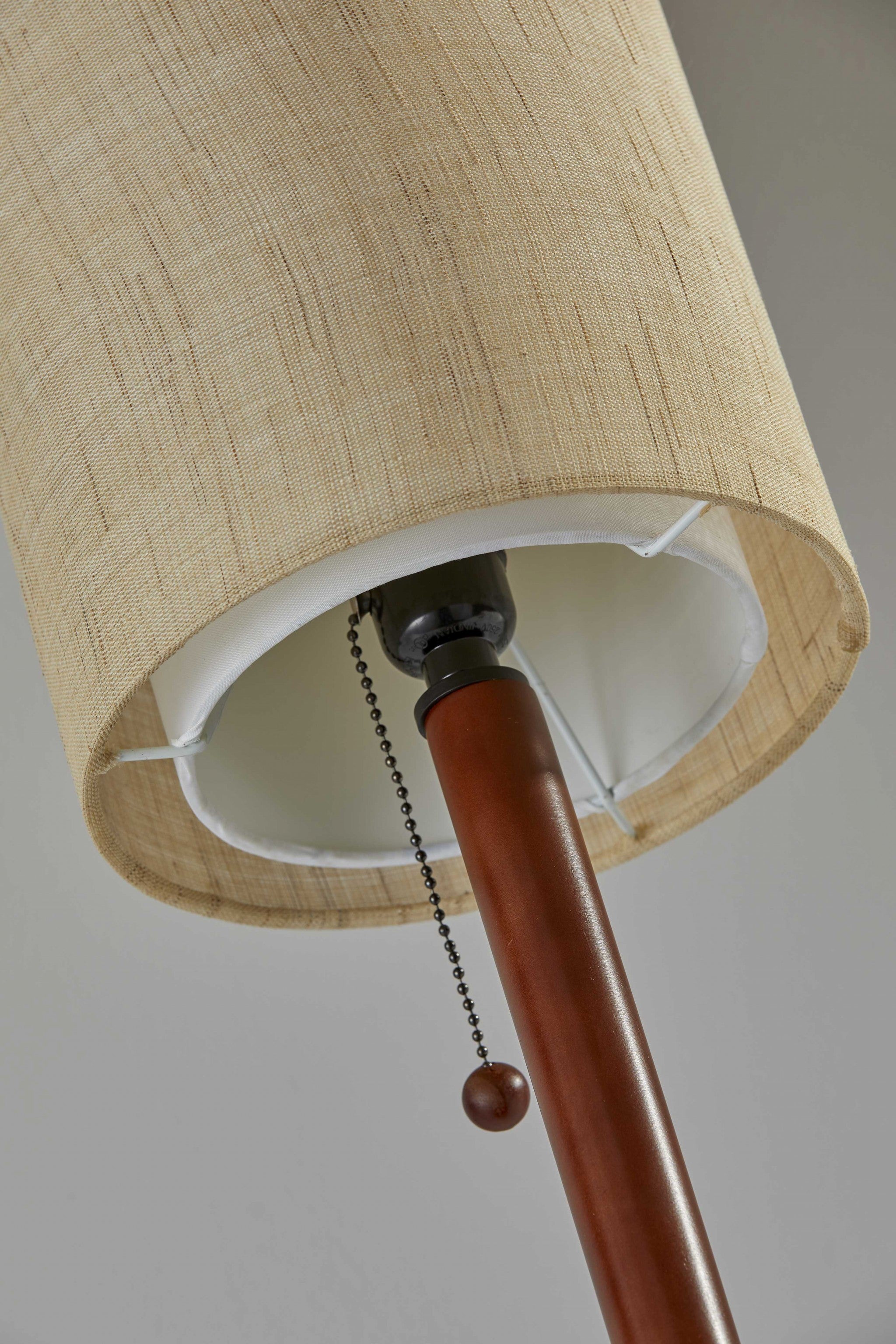 31" Walnut Solid Wood Standard Table Lamp With Beige Shade-2