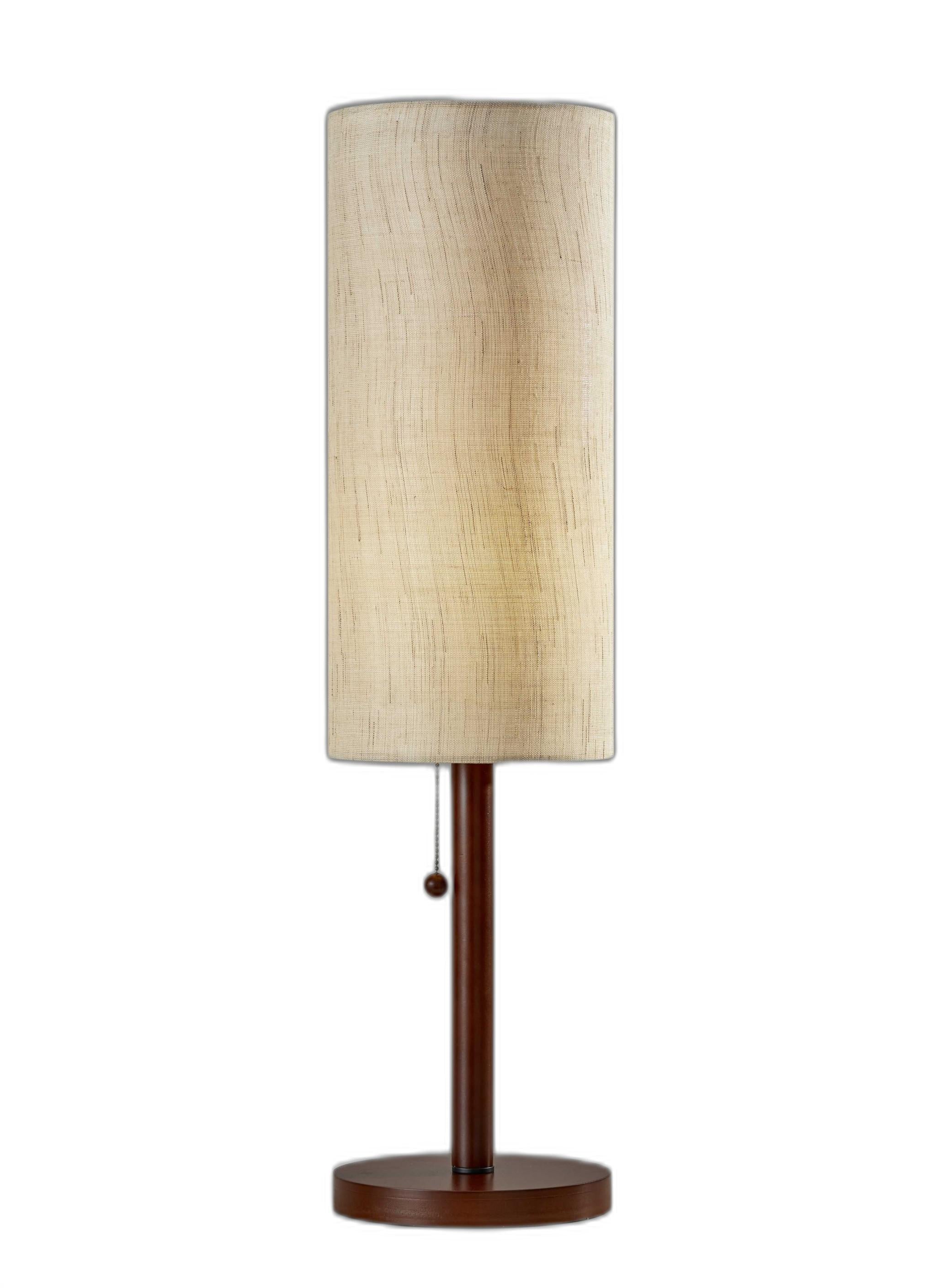 31" Walnut Solid Wood Standard Table Lamp With Beige Shade-4