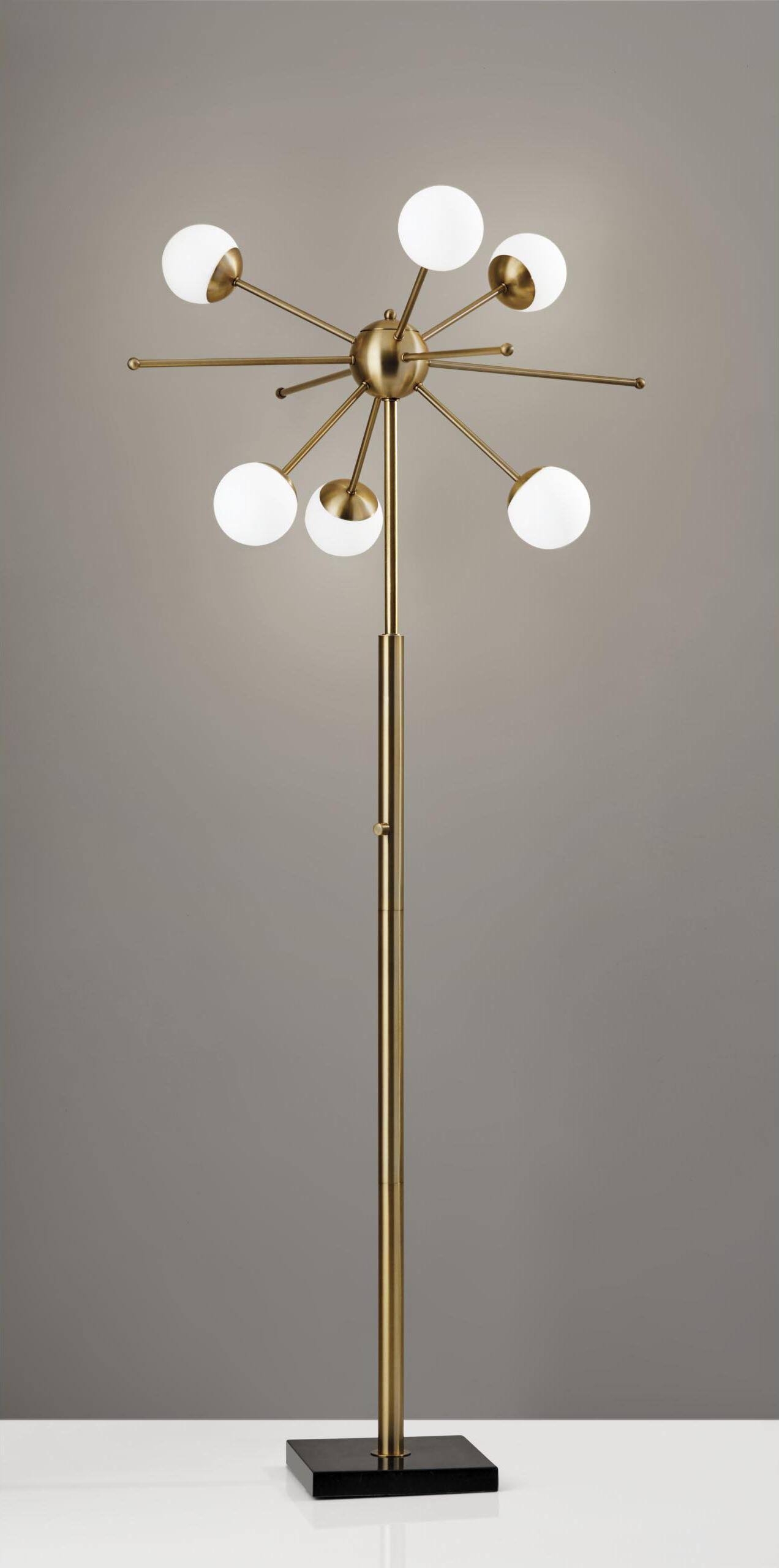 64" Brass Six Light Novelty Floor Lamp-2