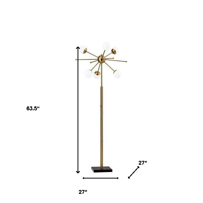 64" Brass Six Light Novelty Floor Lamp-3