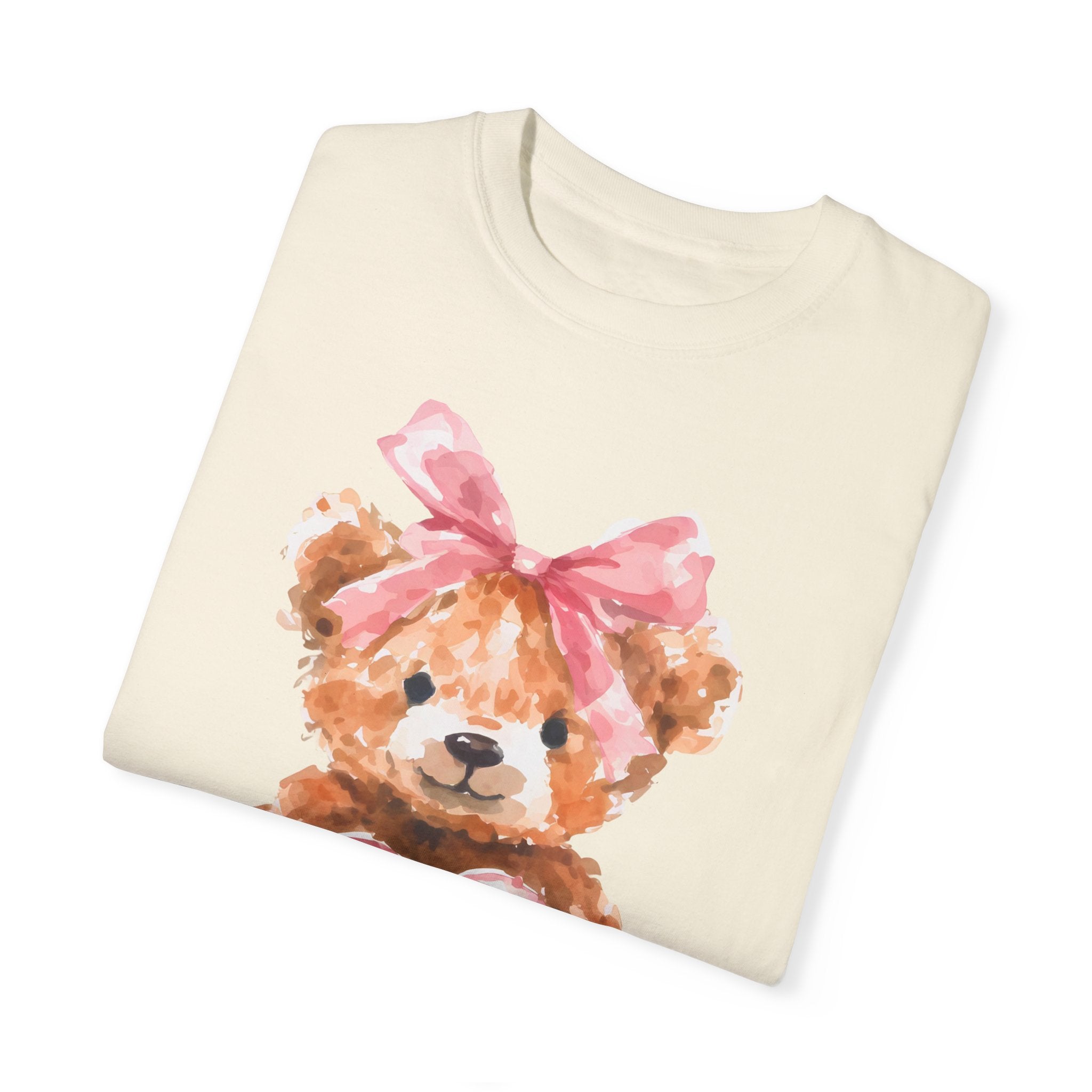 Adorable Teddy Bear T-Shirt with Coquette bow, Valentine&