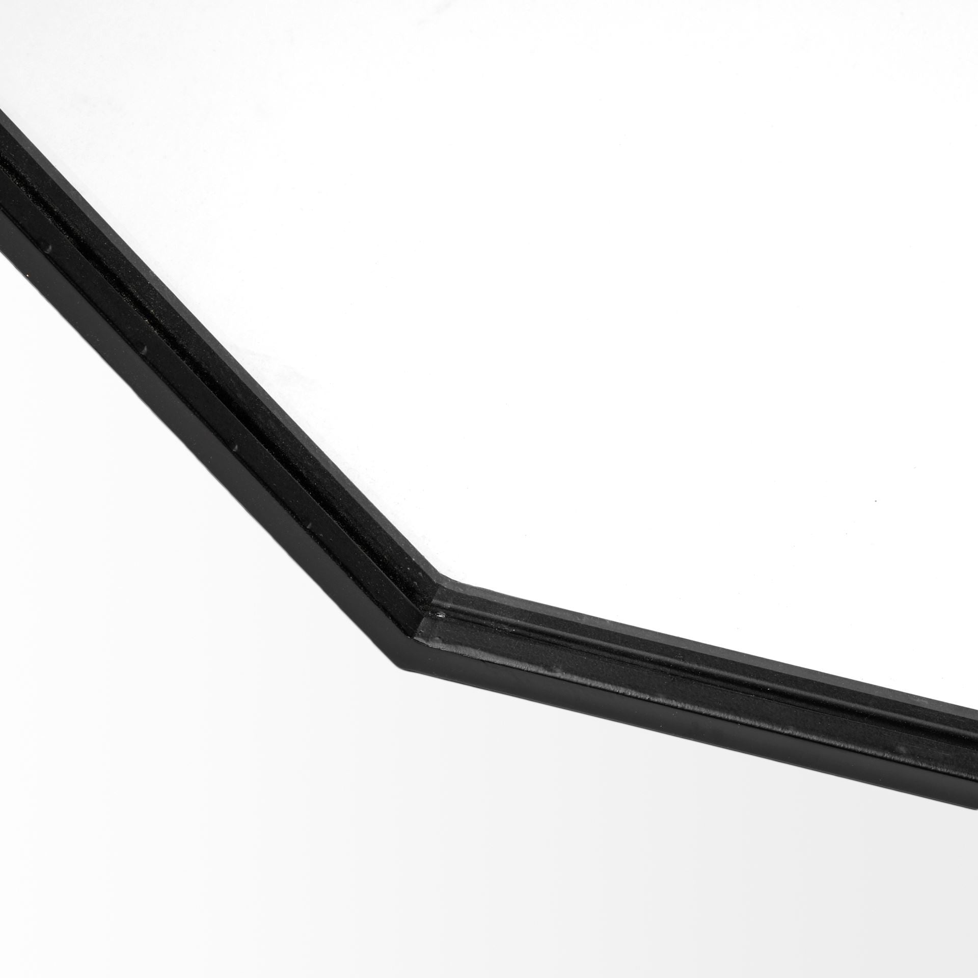 37" Octogon Black Metal Frame Wall Mirror-2