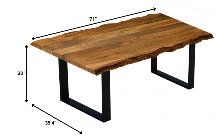71" Modern Rustic Real Wood Live Edge Dining Table-1