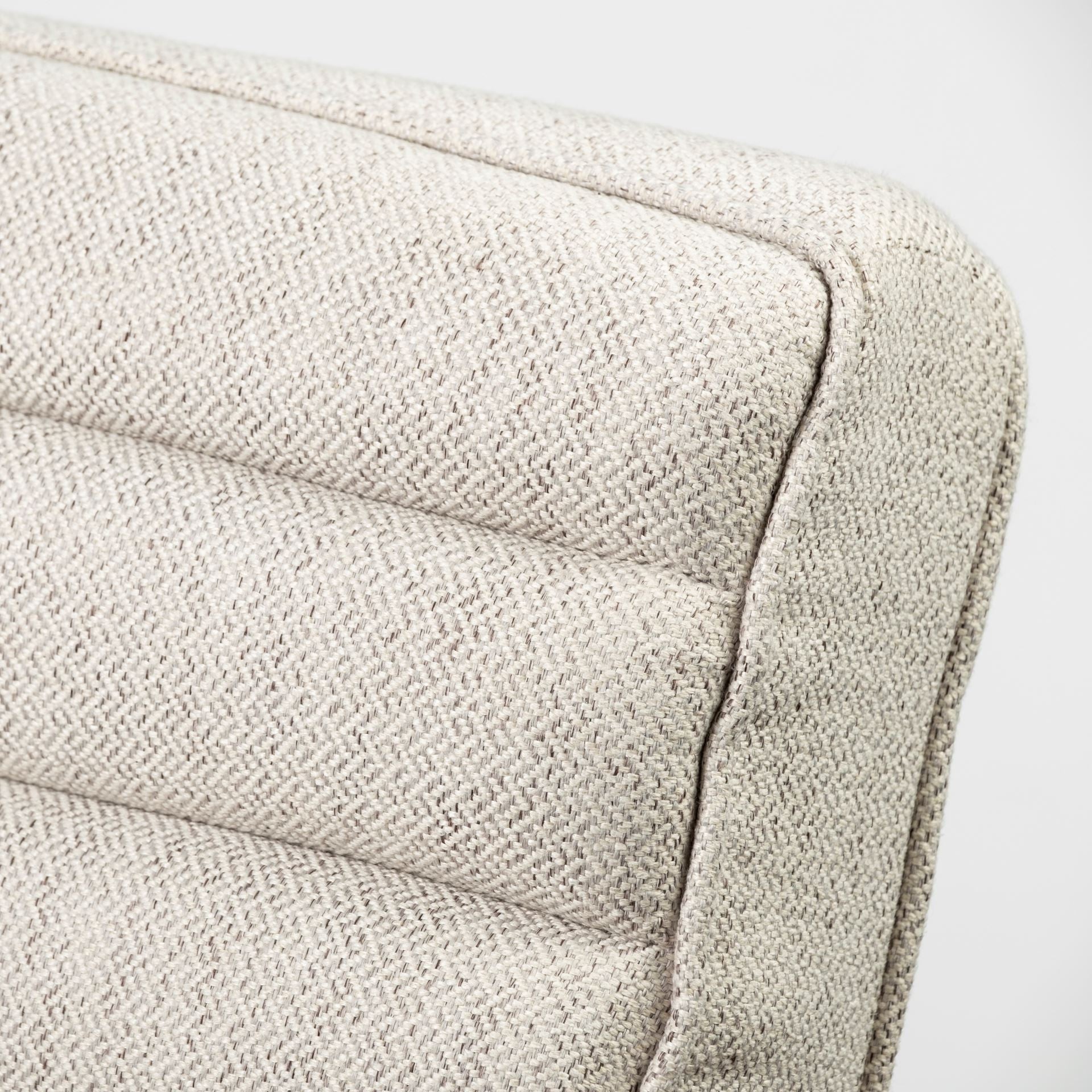 Cream Fabric Wrapped Medium Brown Accent Chair with Wooden Frame-4