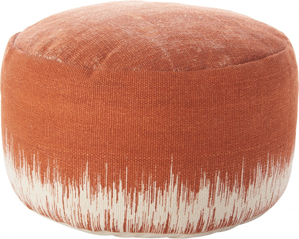 20" Terra Cotta and Abstract Round Pouf Ottoman-1