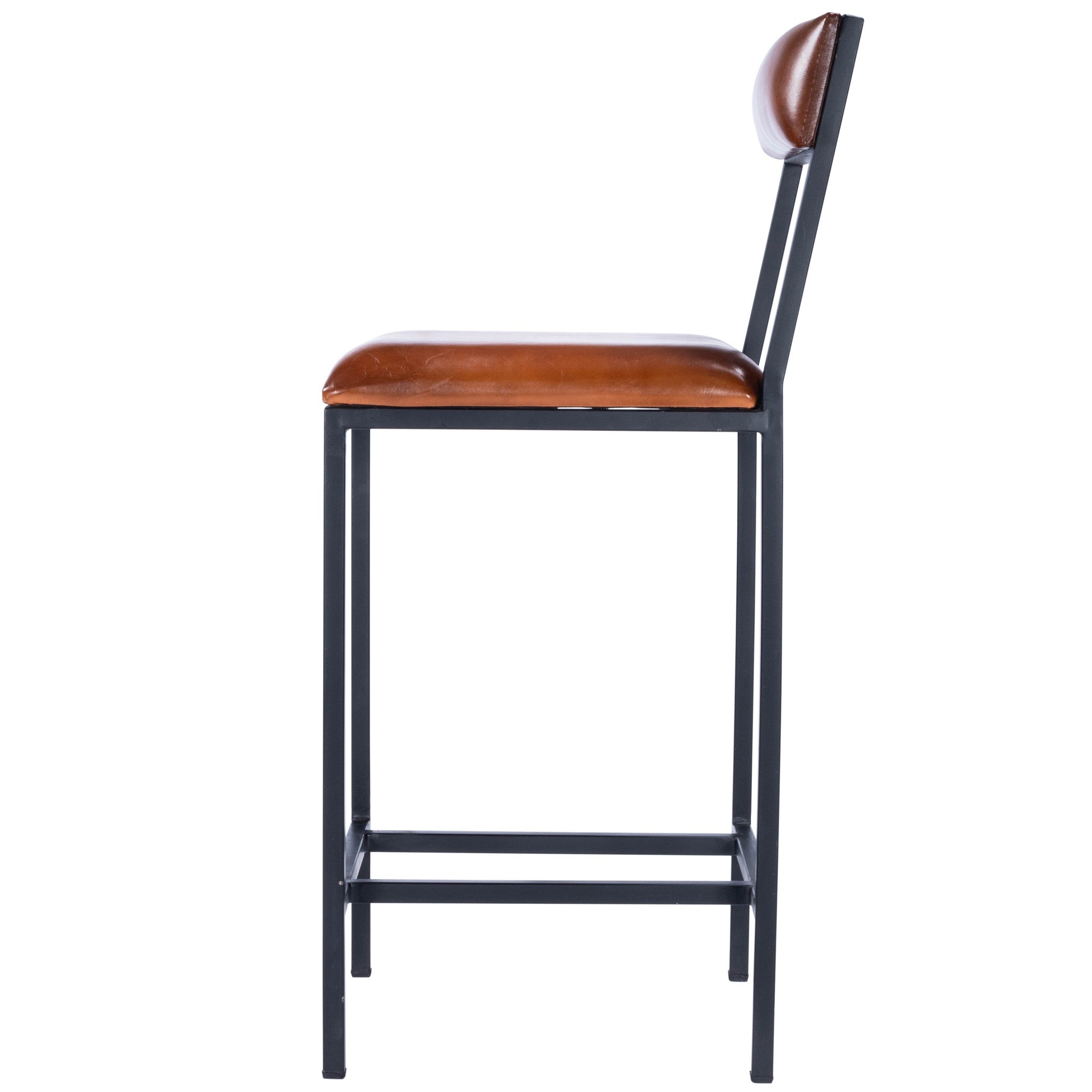 Classic Leather and Metal Counter Stool-2