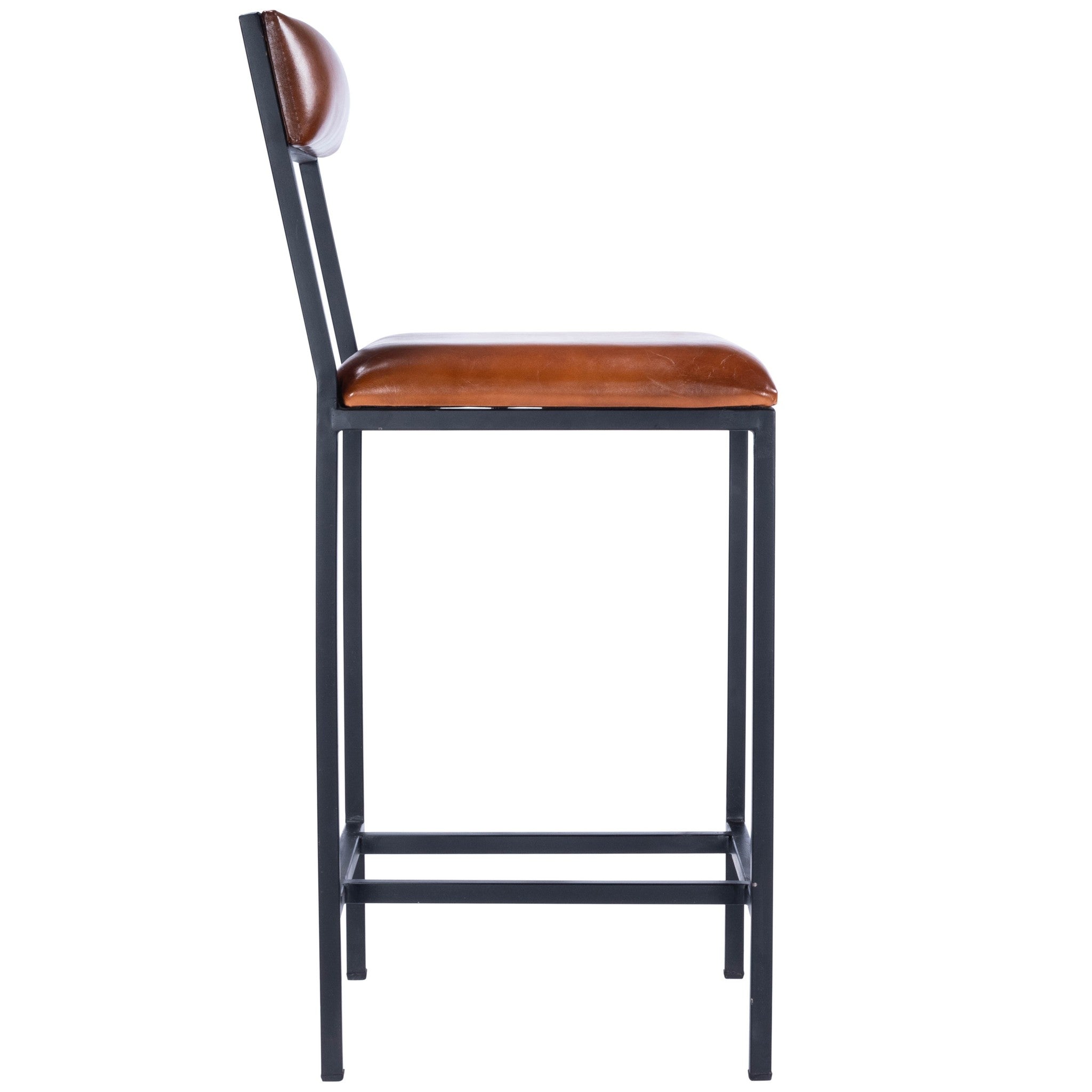 Classic Leather and Metal Counter Stool-4