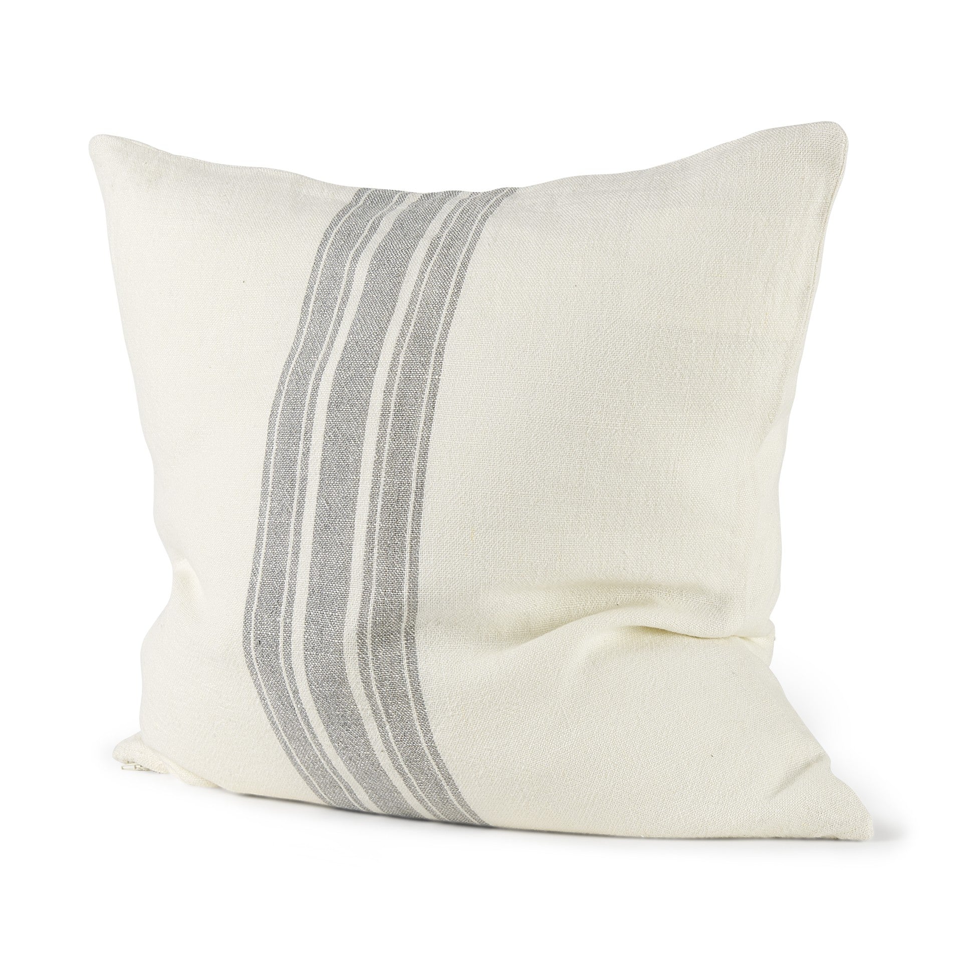 off white Pillow Cover with Ash Gray Stripes-0