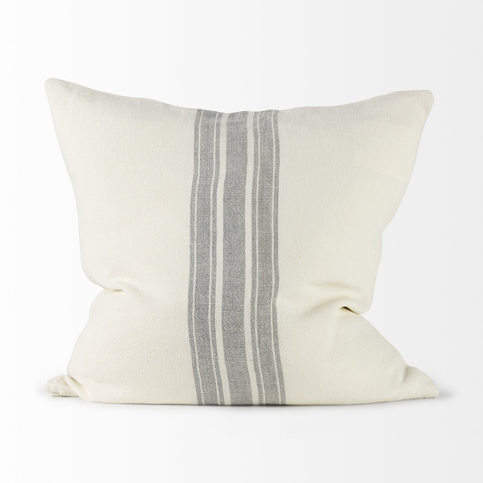 off white Pillow Cover with Ash Gray Stripes-1