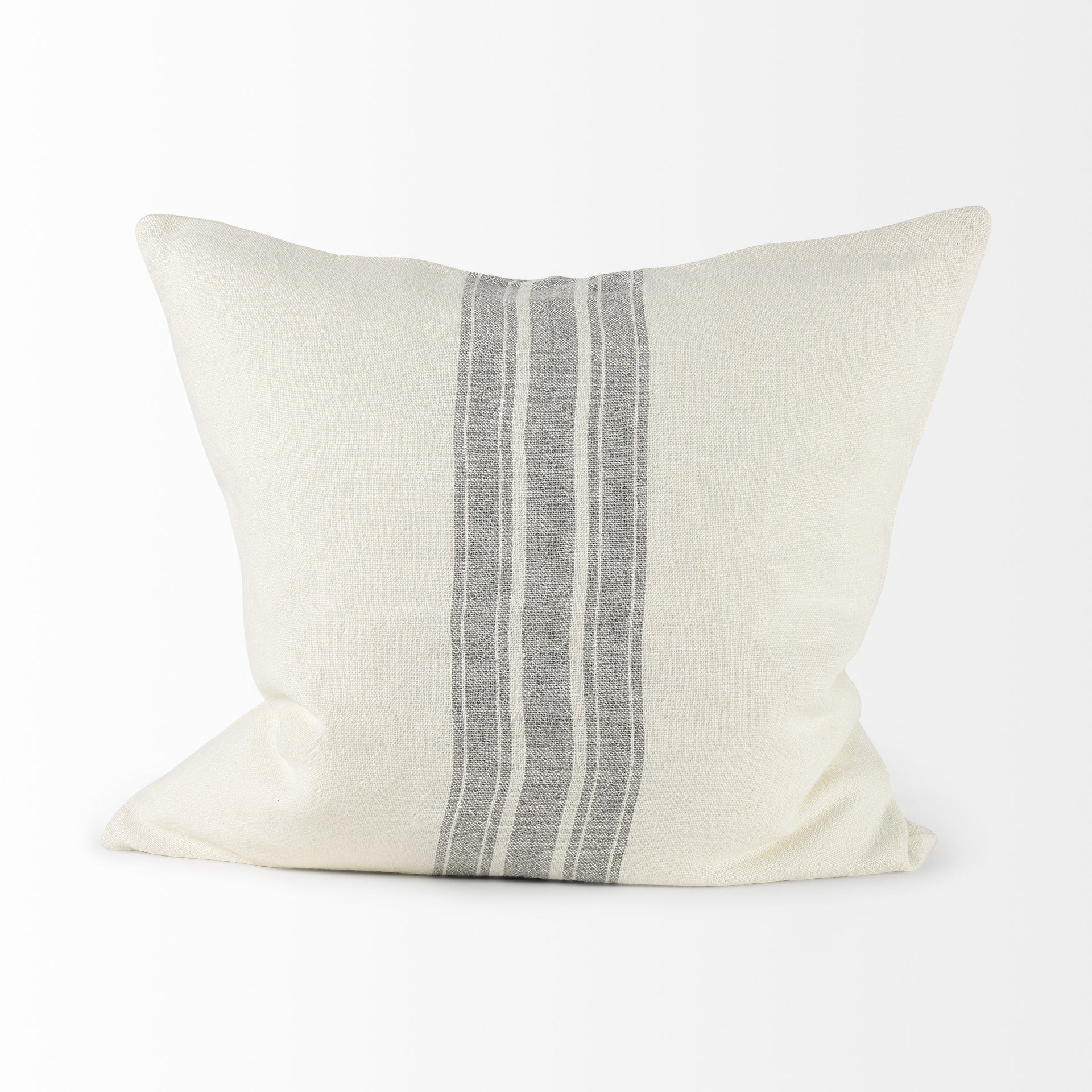 off white Pillow Cover with Ash Gray Stripes-3