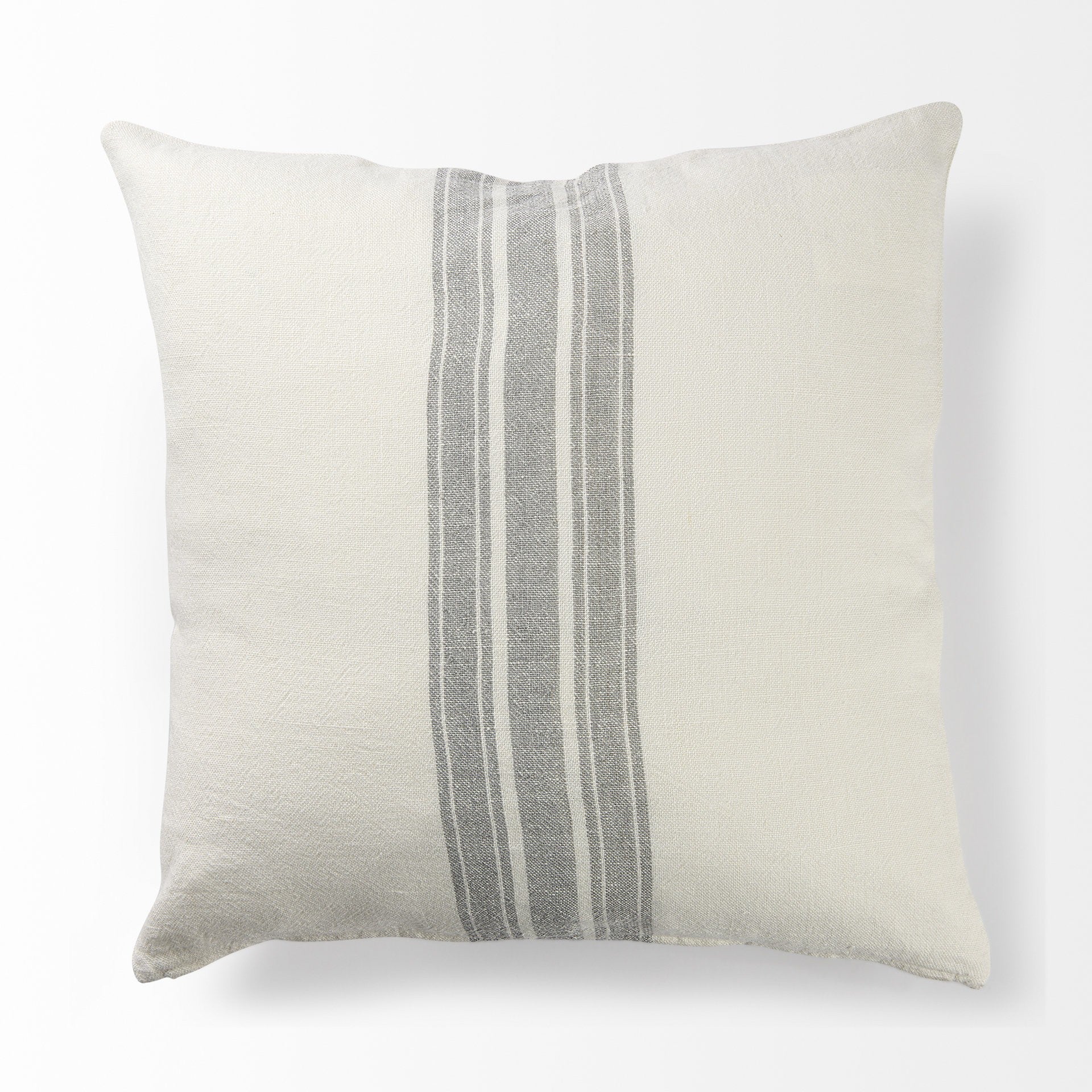 off white Pillow Cover with Ash Gray Stripes-4