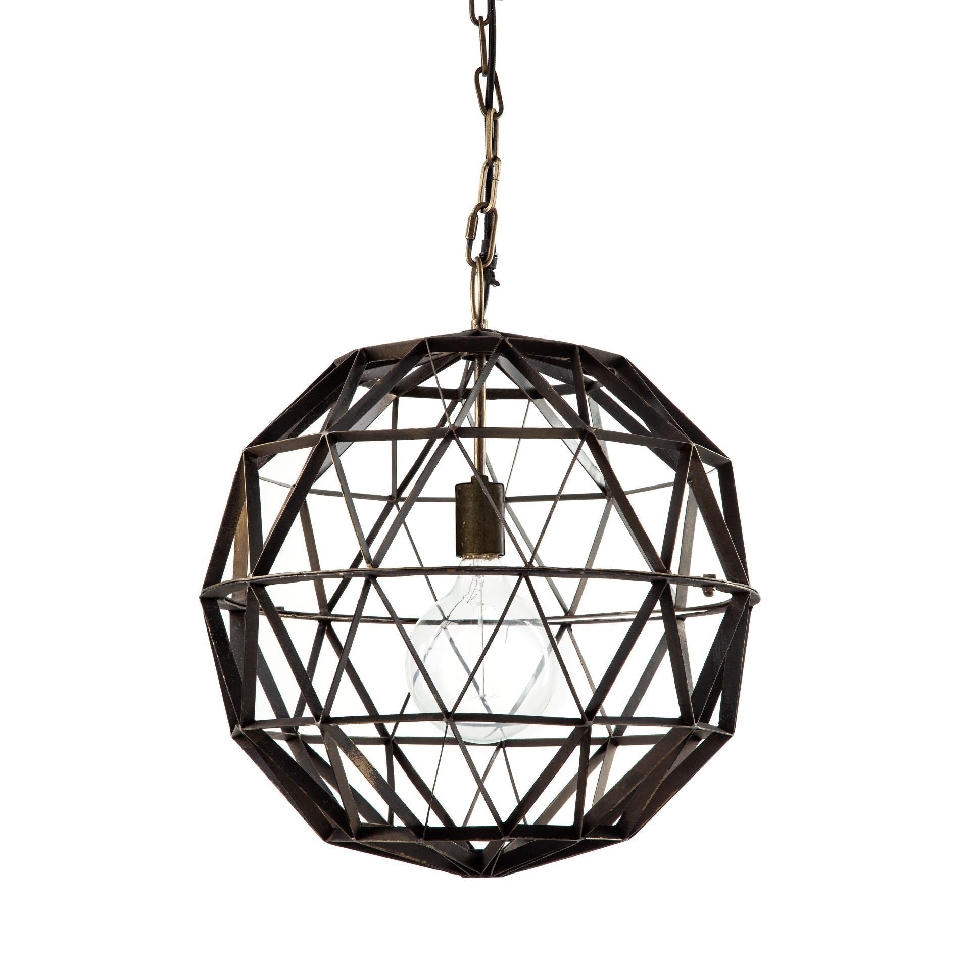 Black Metal Geometric Globe Hanging Light-0