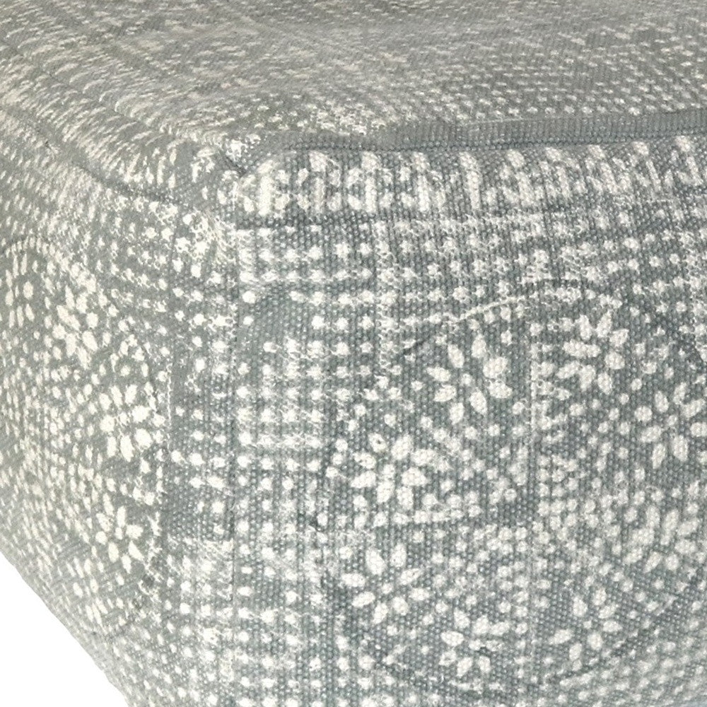 Light Gray Patterned Rectangle Pouf-4