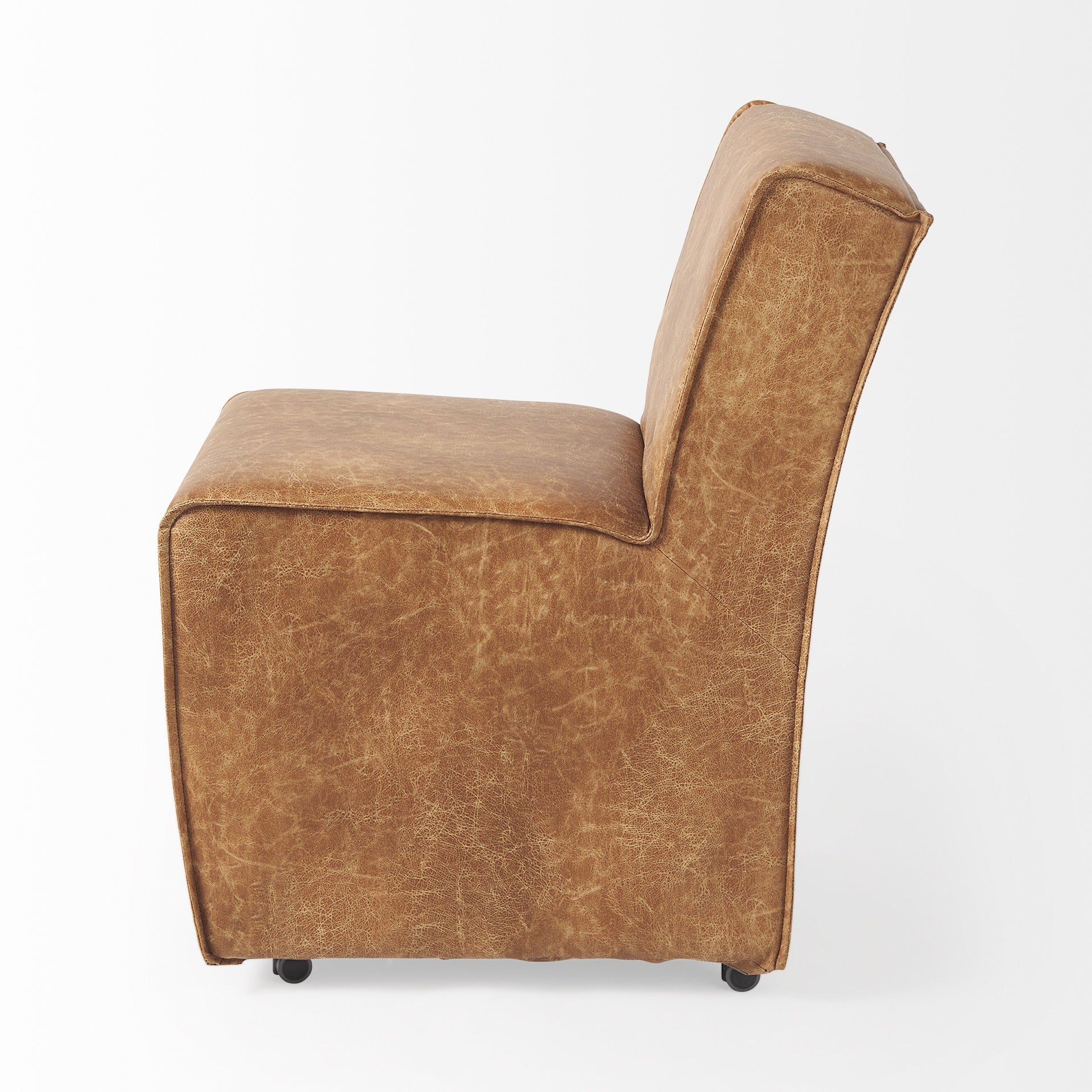 Carmel Brown Faux Leather Wedge Dining Chair-2