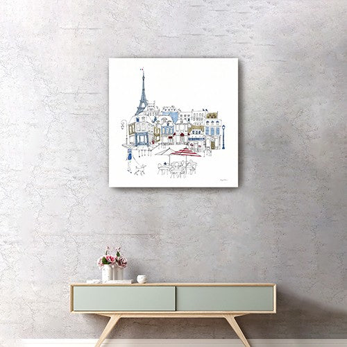 40" French Café with Red and Blue Accents Canvas Wall Art-1