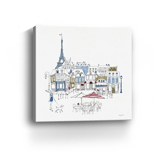 40" French Café with Red and Blue Accents Canvas Wall Art-2