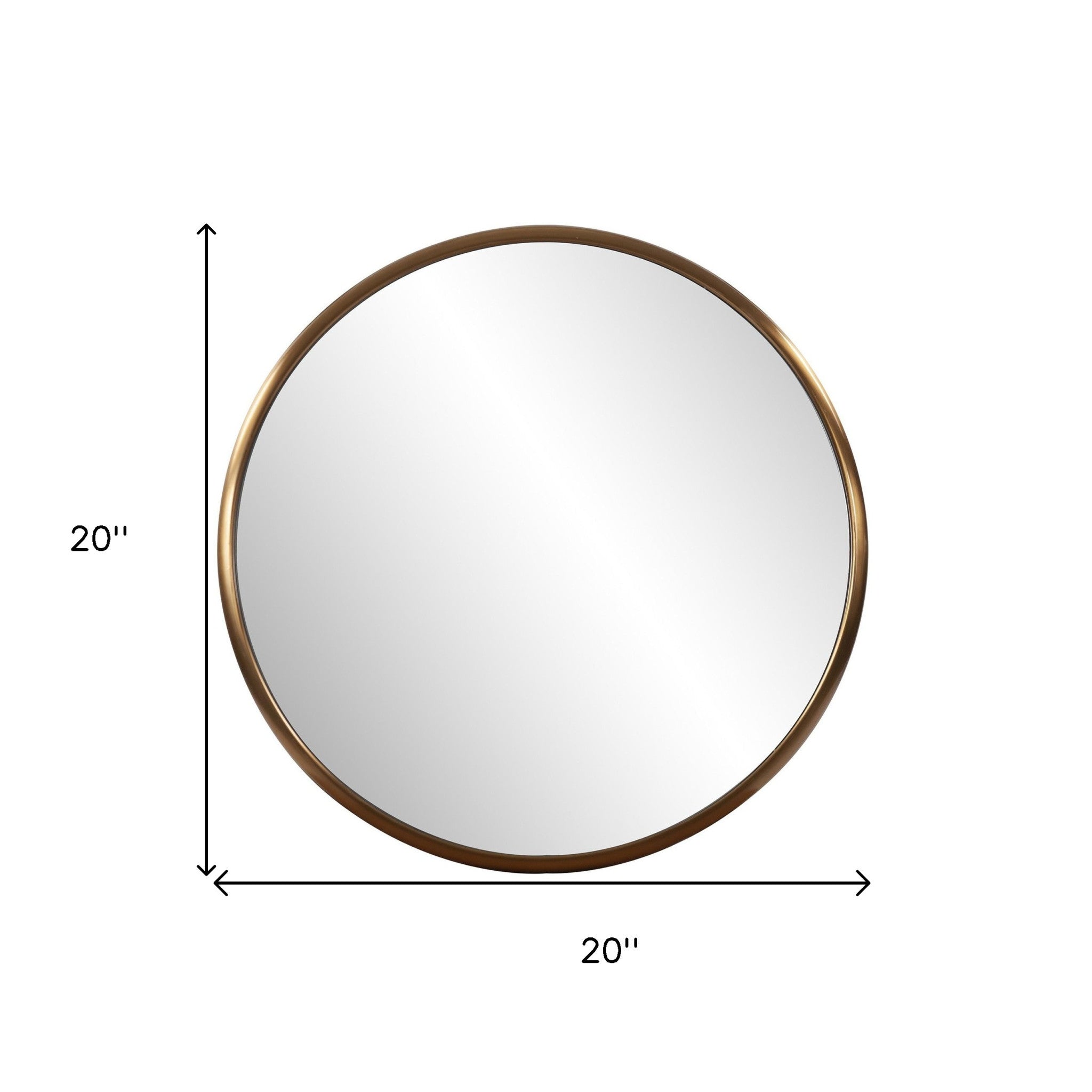 20" Antiqued Brushed Brass Round Wall Mirror-3
