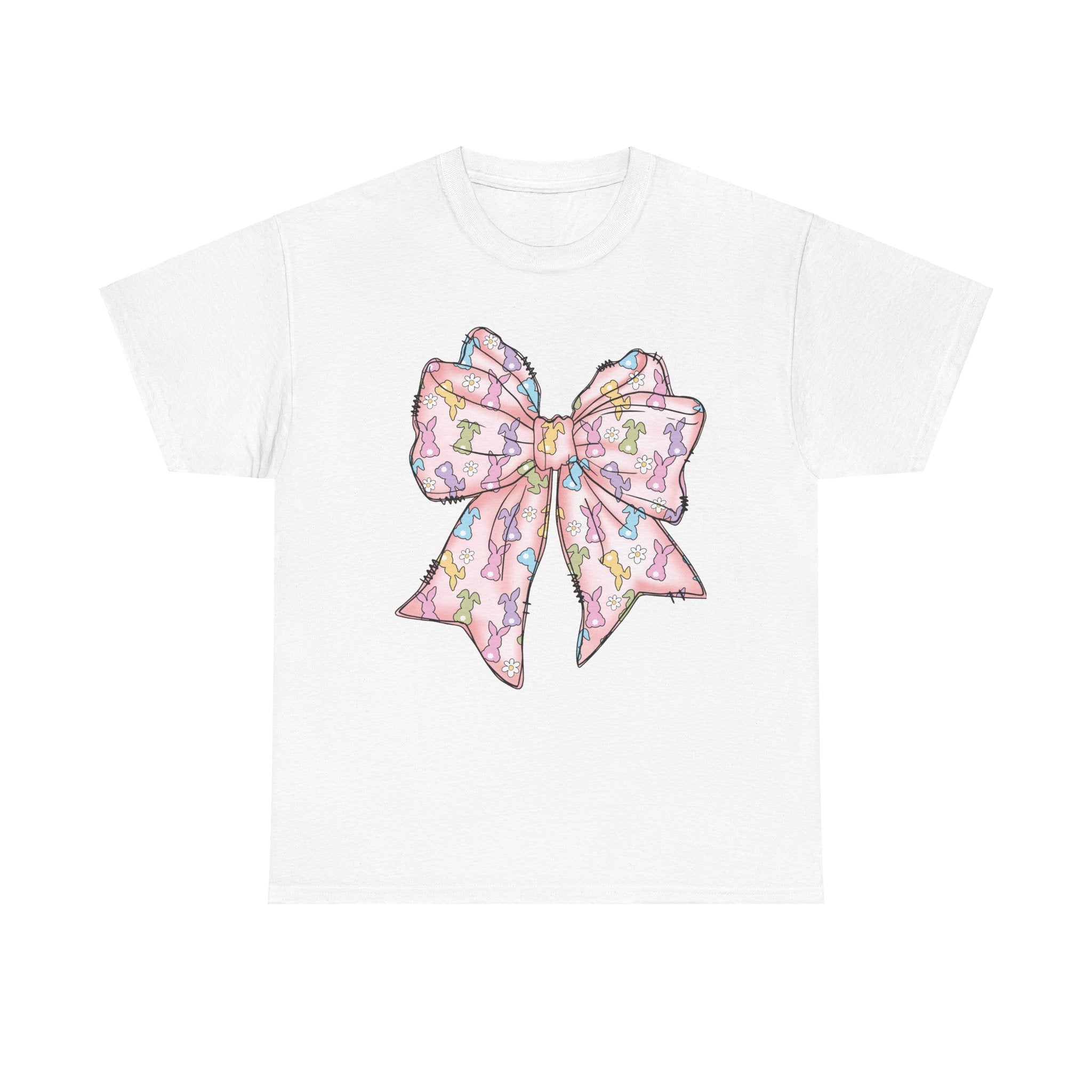 Easter Bunny T-Shirt with Coquette Bow, Cute Bow Tee for Spring