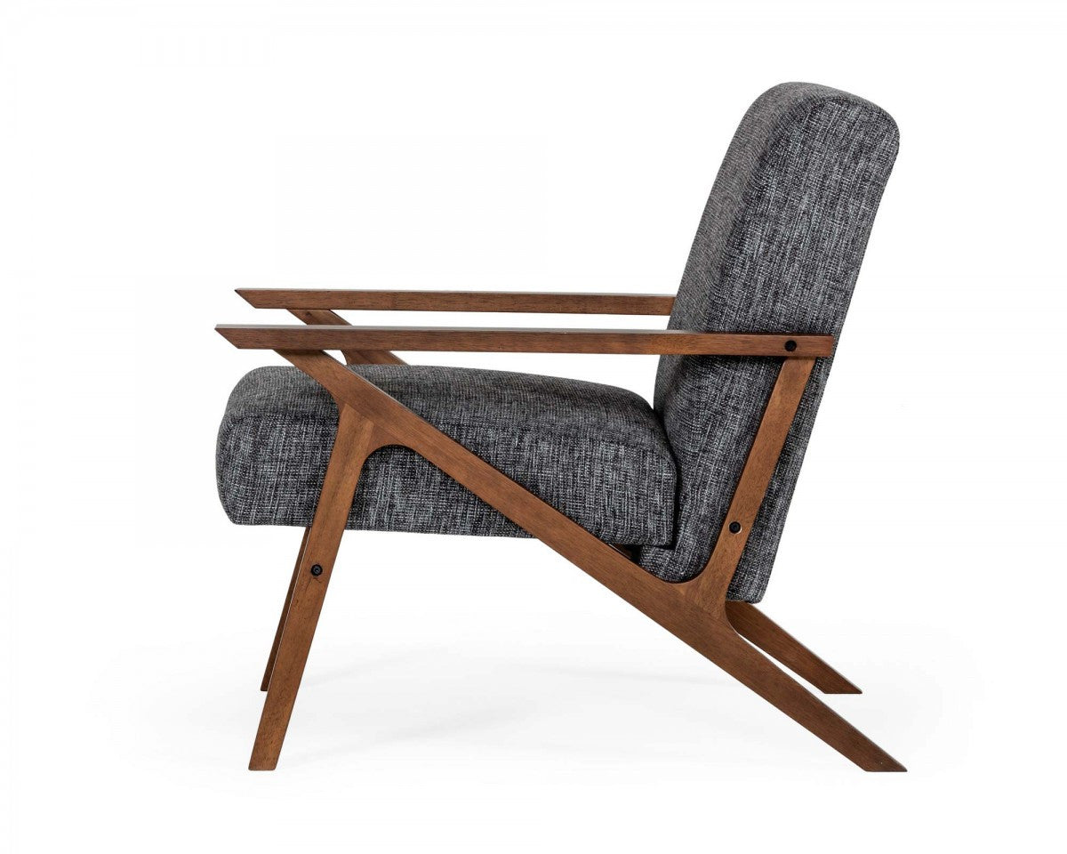 Compact 44" Grey Fabric And Walnut Veneer Loveseat-3